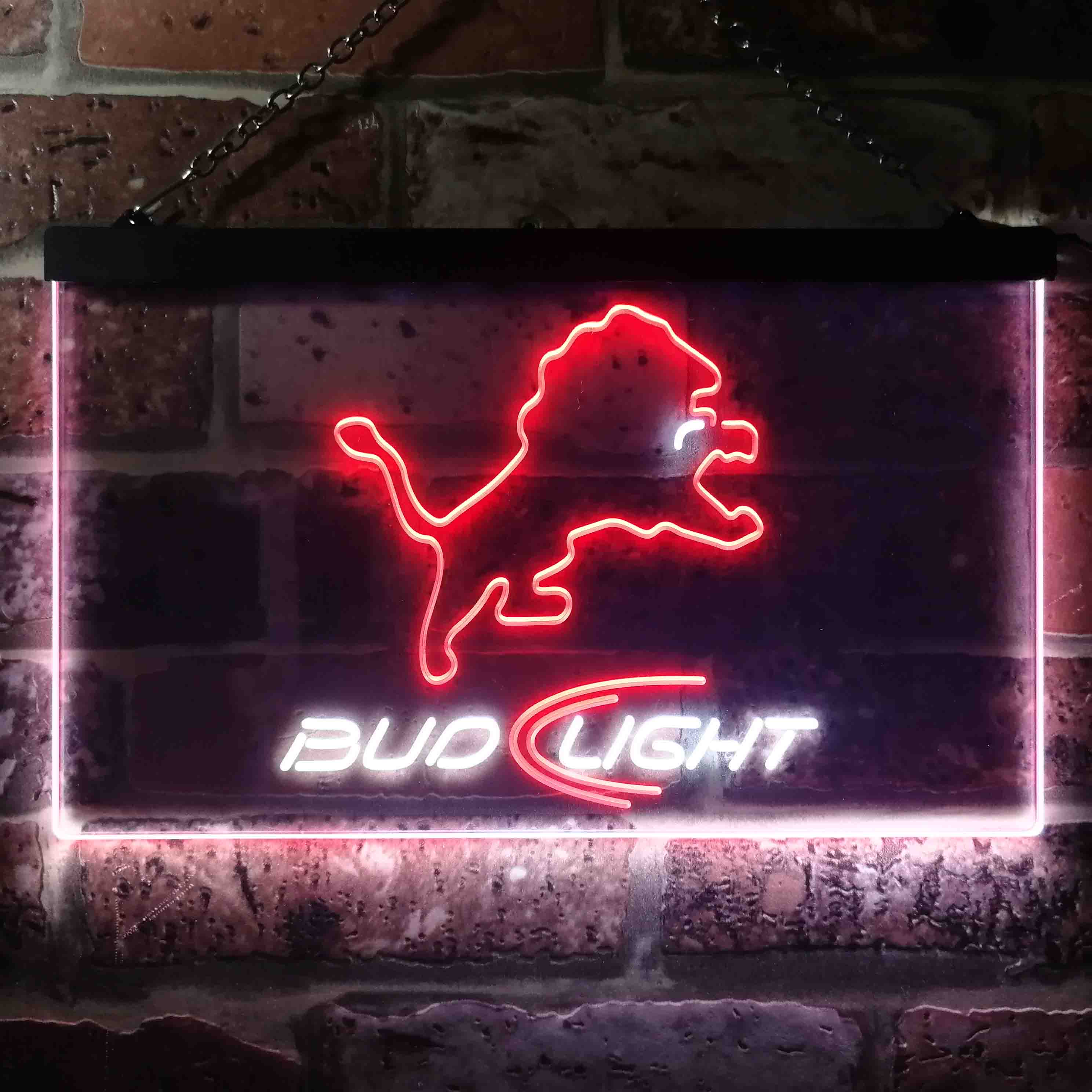 Bud Light Detroit Lions Dual Color LED Light Sign ProLedSign