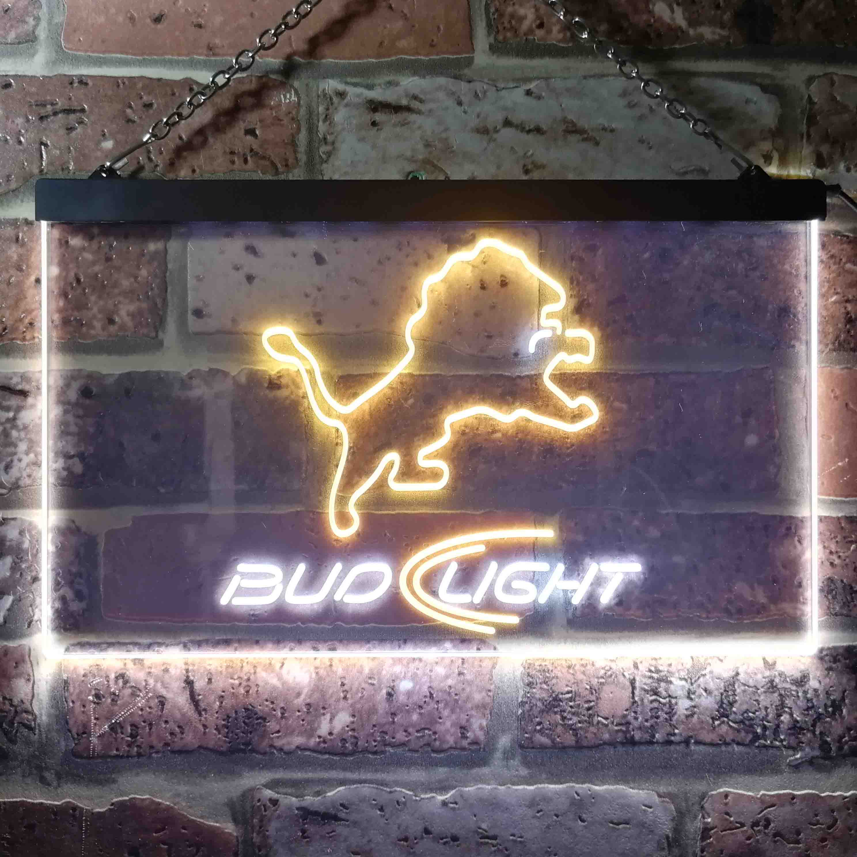 Bud Light Detroit Lions Dual Color LED Light Sign ProLedSign