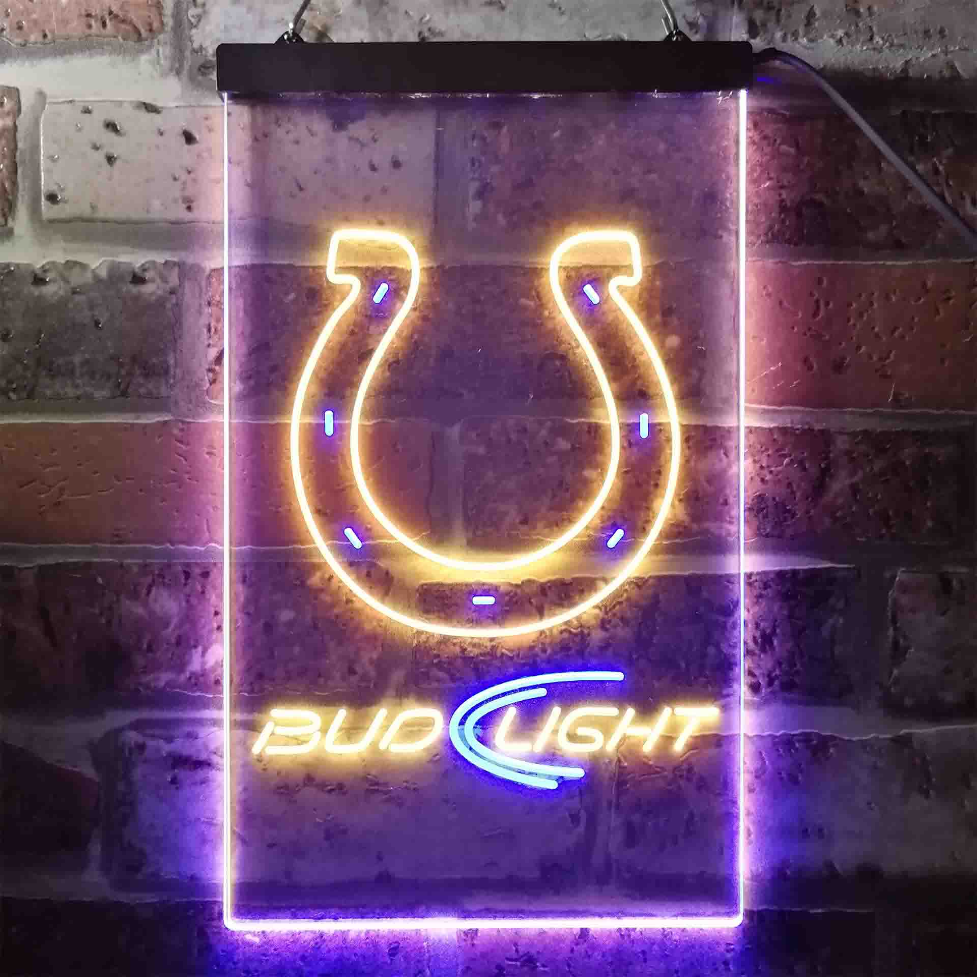 Bud Light Indianapolis Colts Dual Color LED Neon Sign ProLedSign