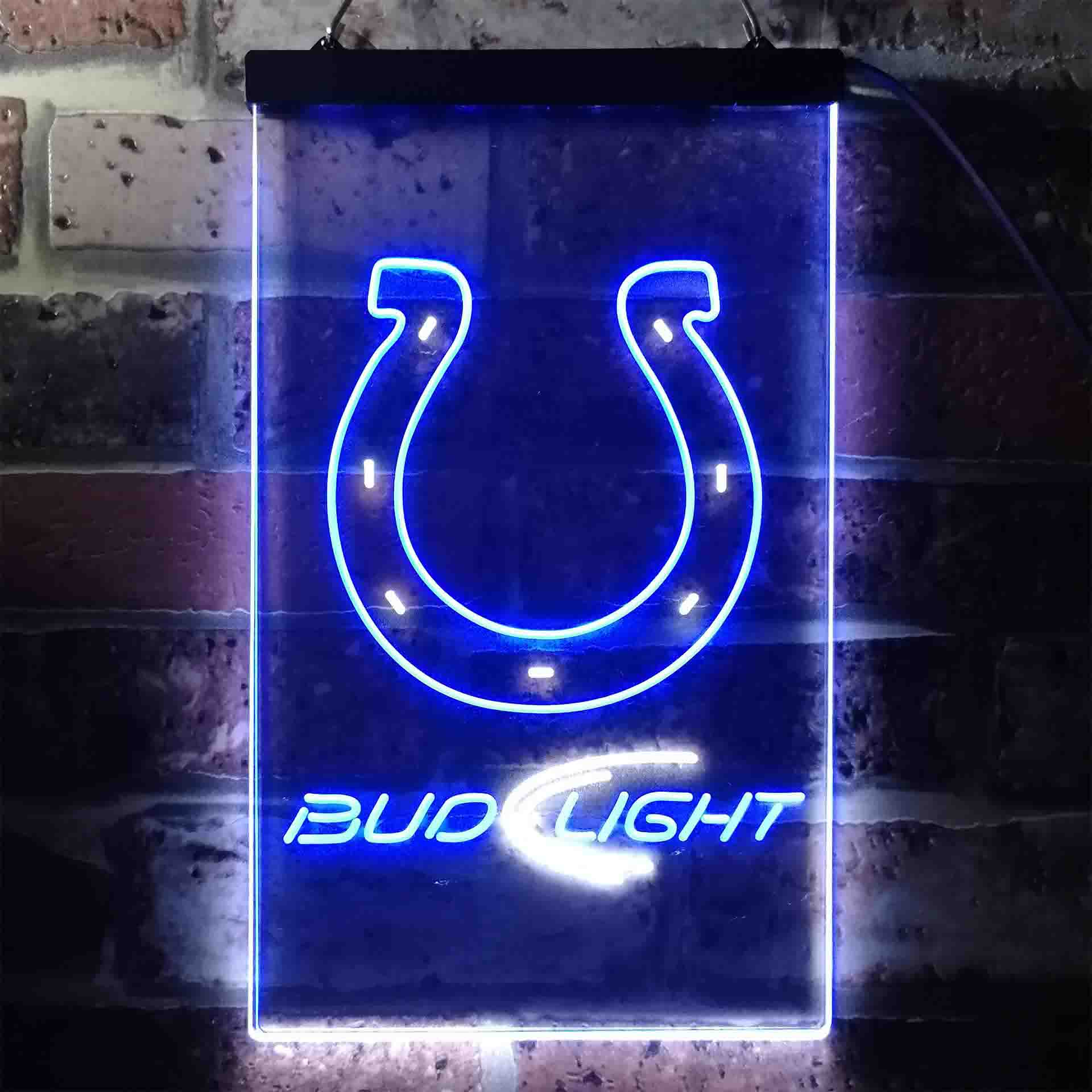 Bud Light Indianapolis Colts Dual Color LED Neon Sign ProLedSign