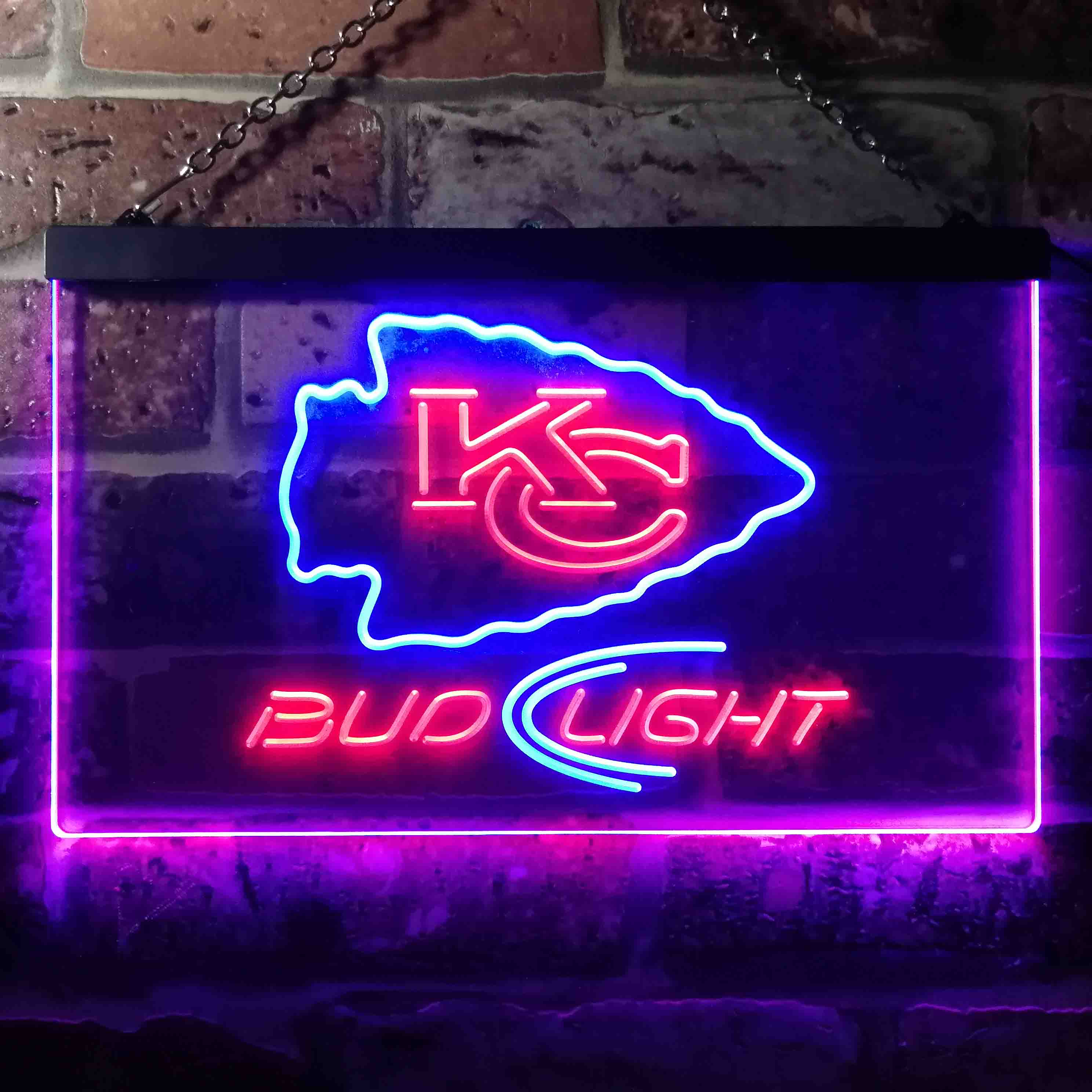 Bud Light Kansas City Chiefs Dual Color LED Neon Sign ProLedSign