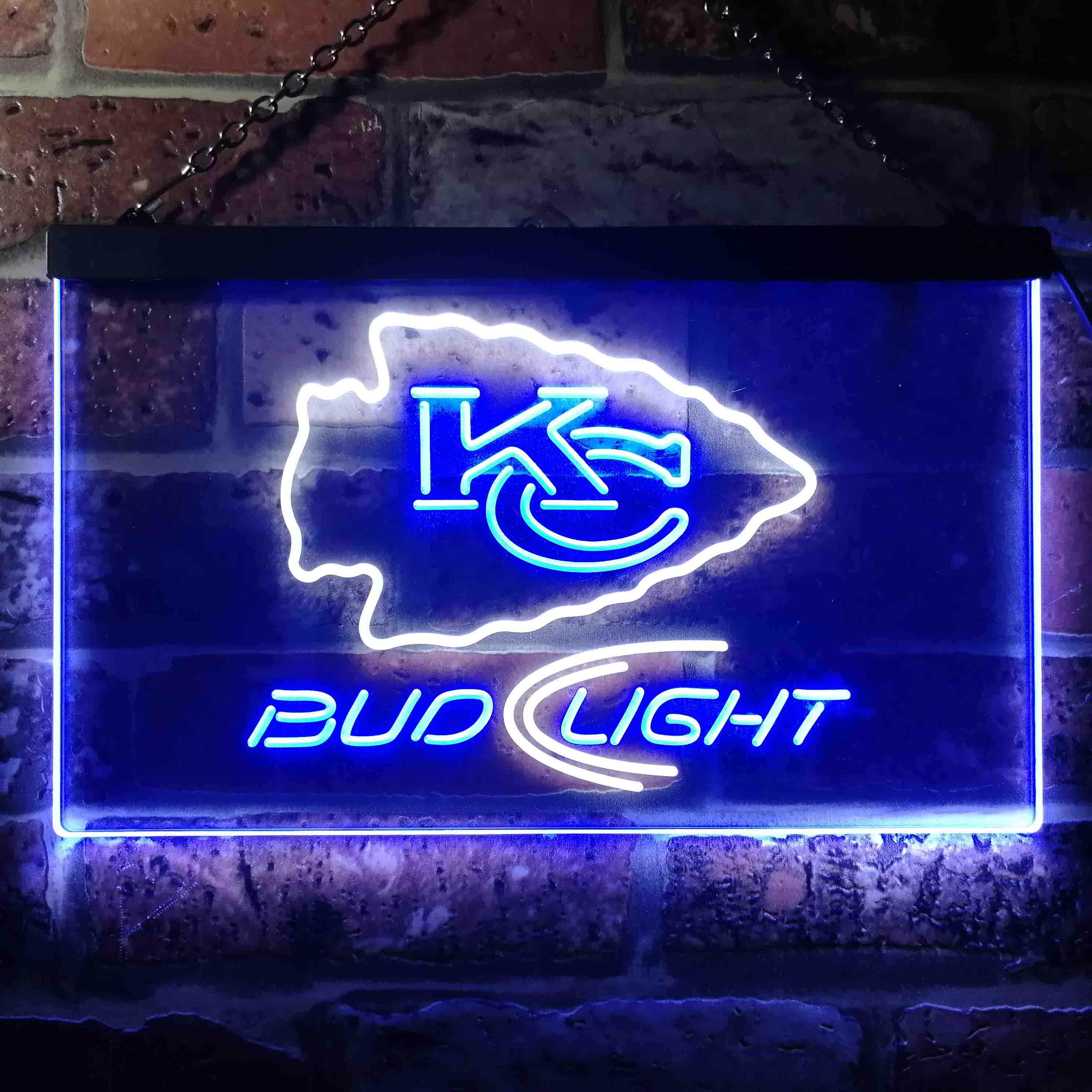 Bud Light Kansas City Chiefs Dual Color LED Neon Sign ProLedSign