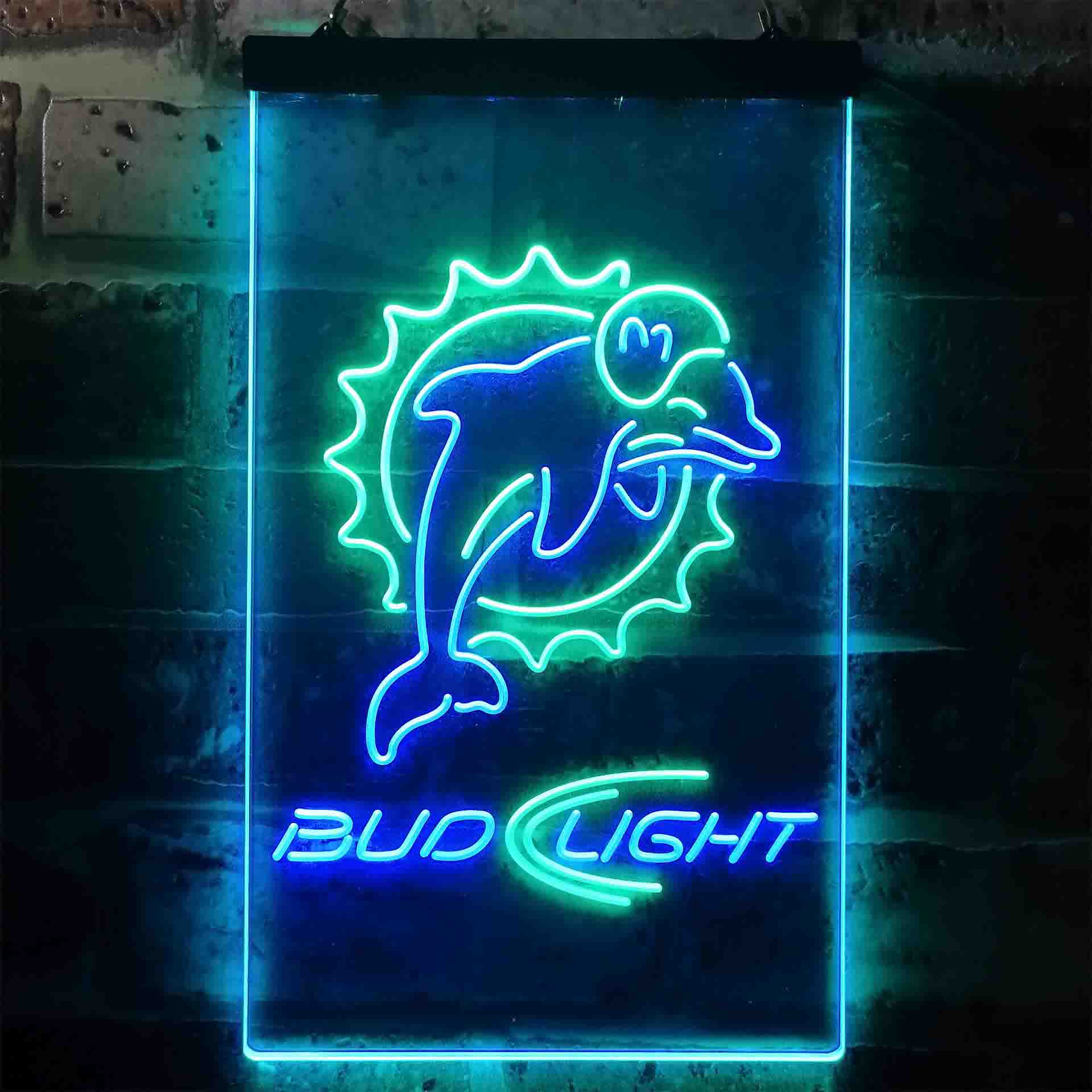 Bud Light Miami Dolphins Dual Color LED Neon Sign ProLedSign