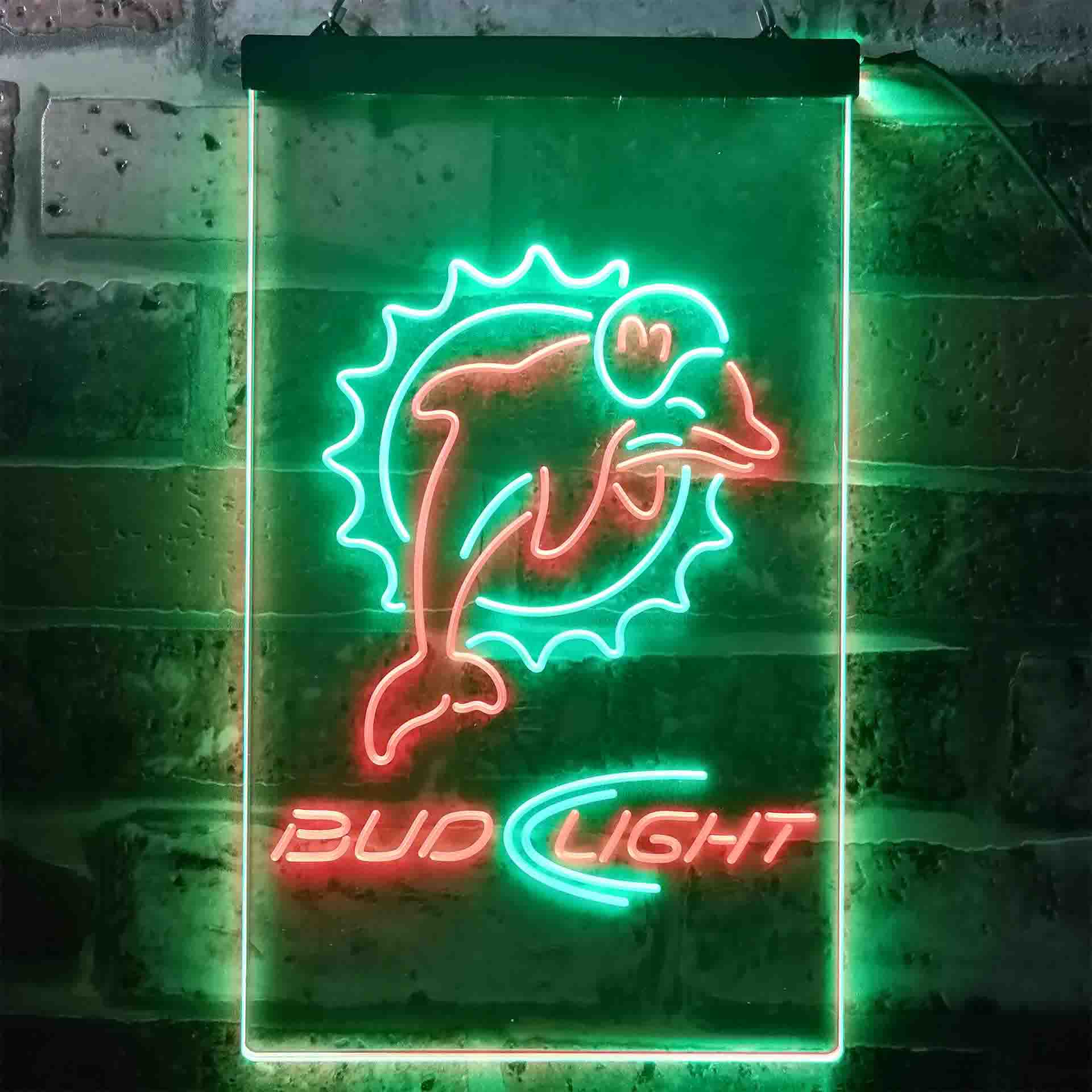 Bud Light Miami Dolphins Dual Color LED Neon Sign ProLedSign