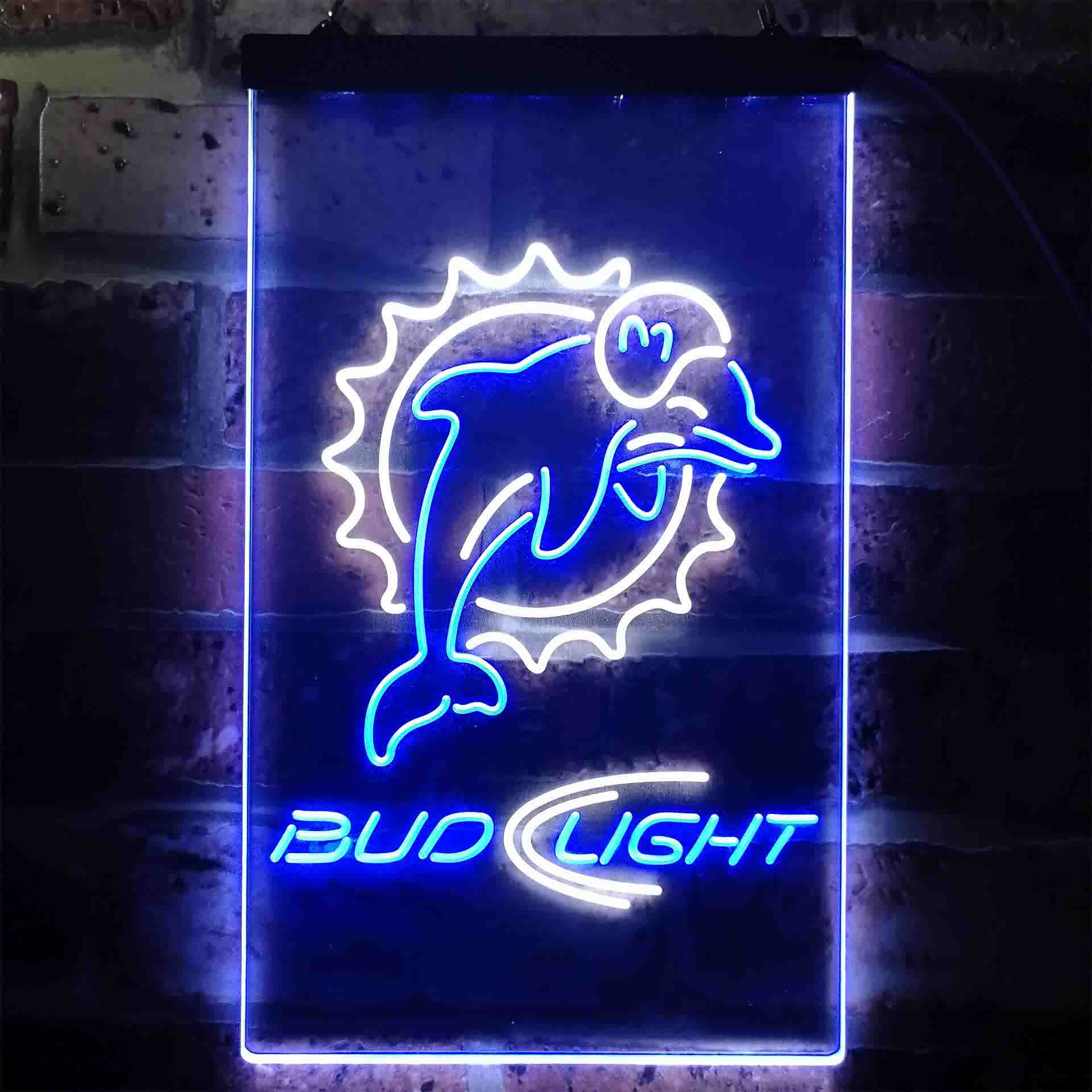 Bud Light Miami Dolphins Dual Color LED Neon Sign ProLedSign