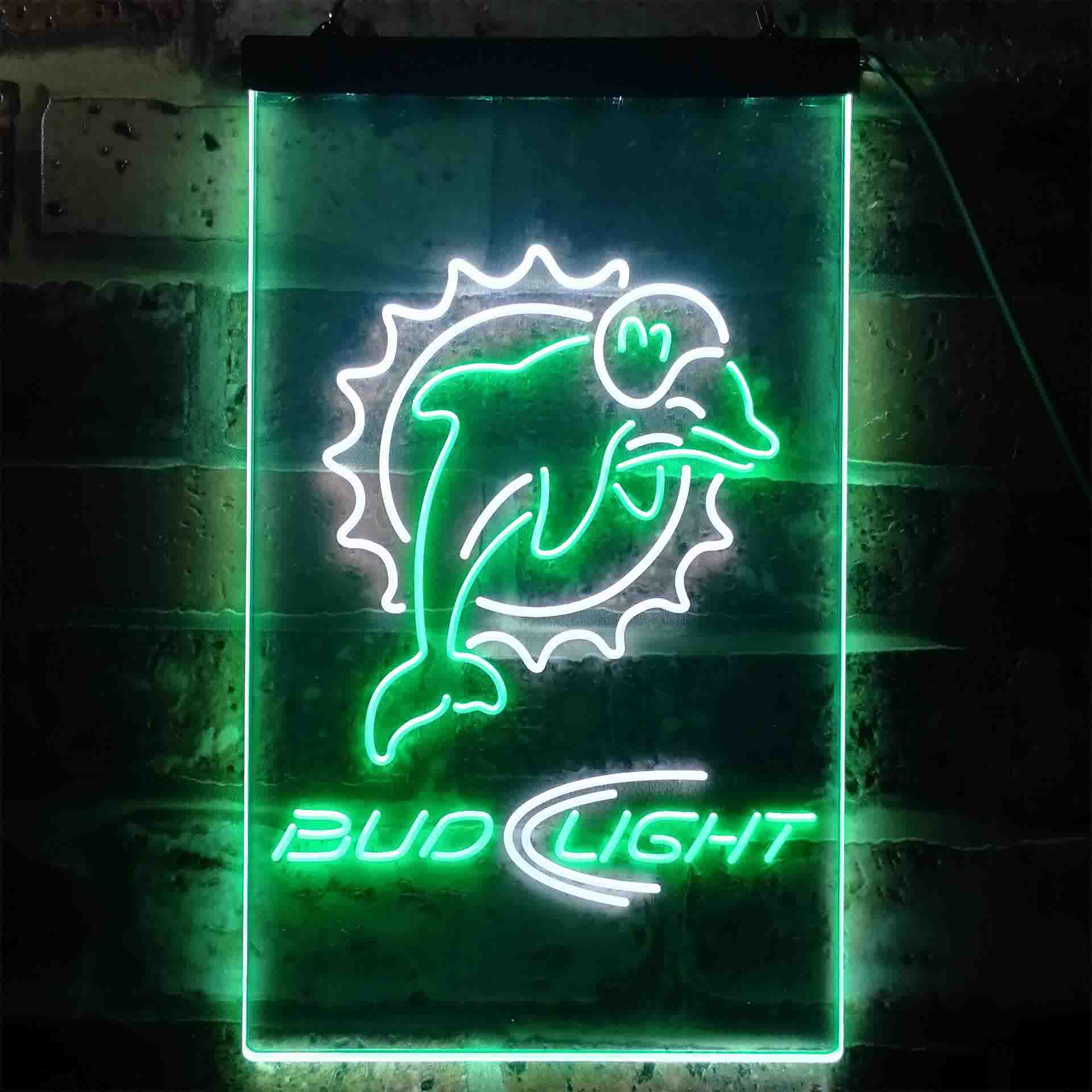 Bud Light Miami Dolphins Dual Color LED Neon Sign ProLedSign