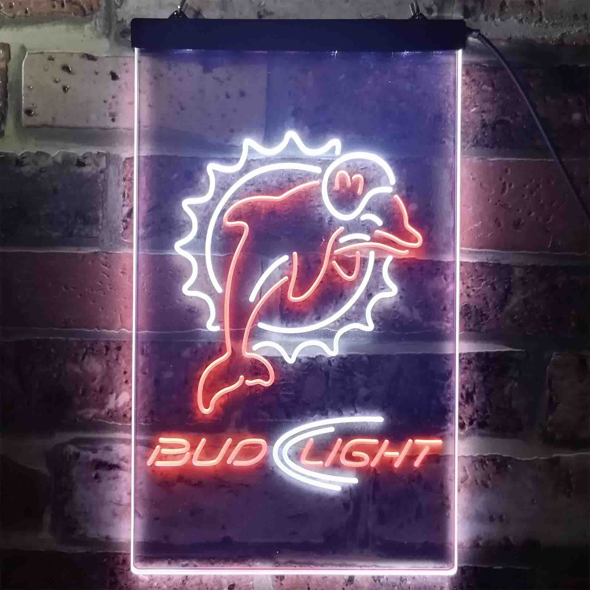 Bud Light Miami Dolphins Dual Color LED Neon Sign ProLedSign