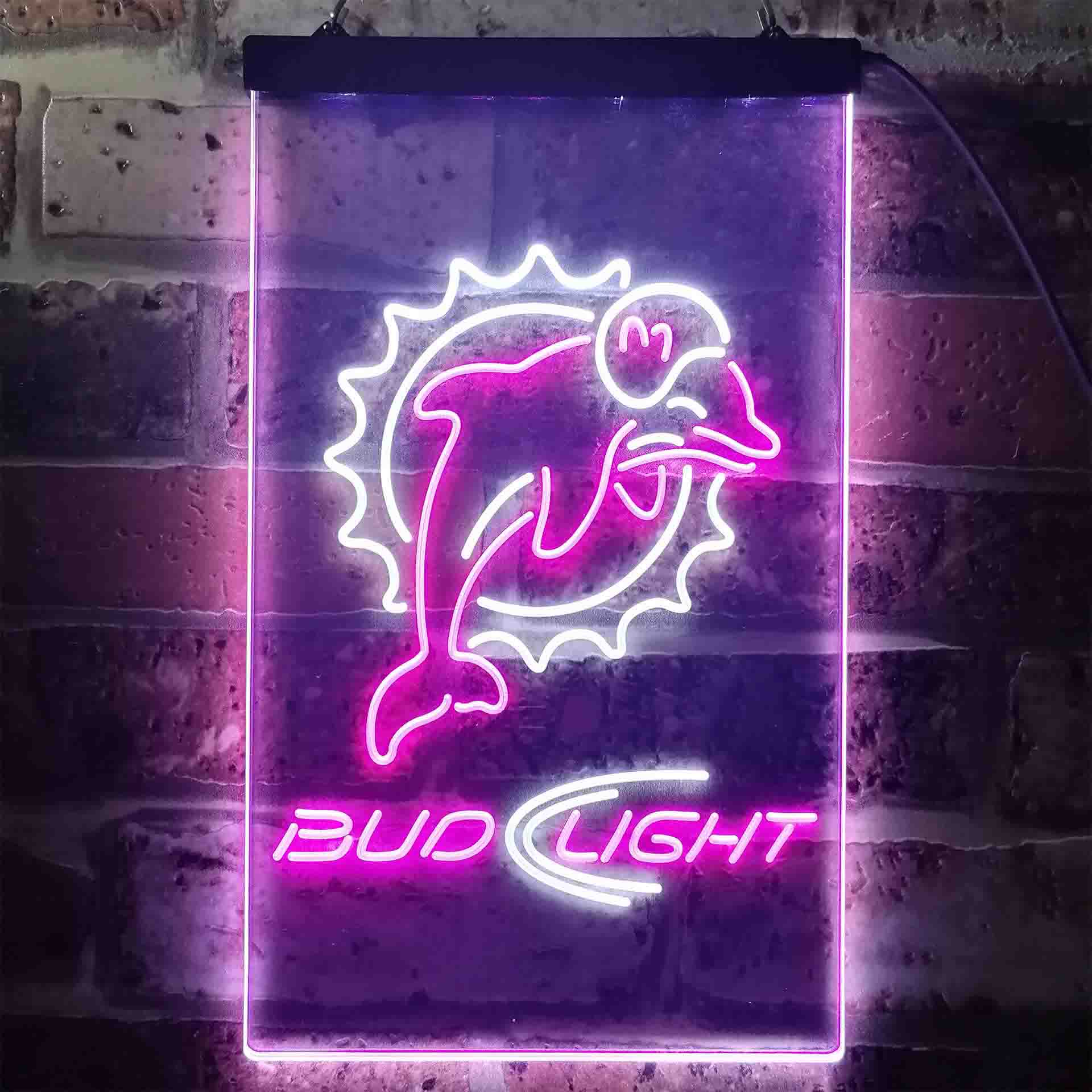 Bud Light Miami Dolphins Dual Color LED Neon Sign ProLedSign