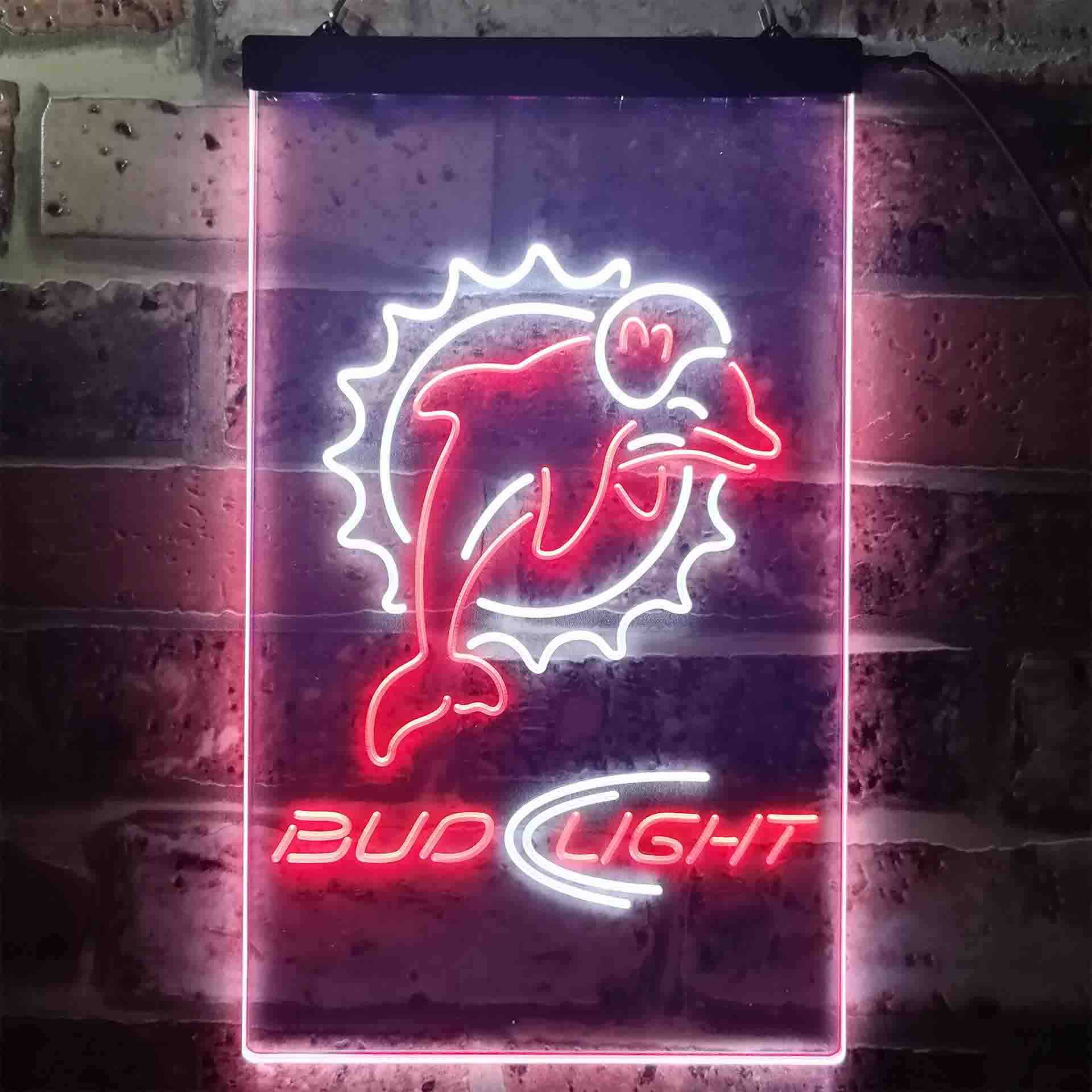 Bud Light Miami Dolphins Dual Color LED Neon Sign ProLedSign