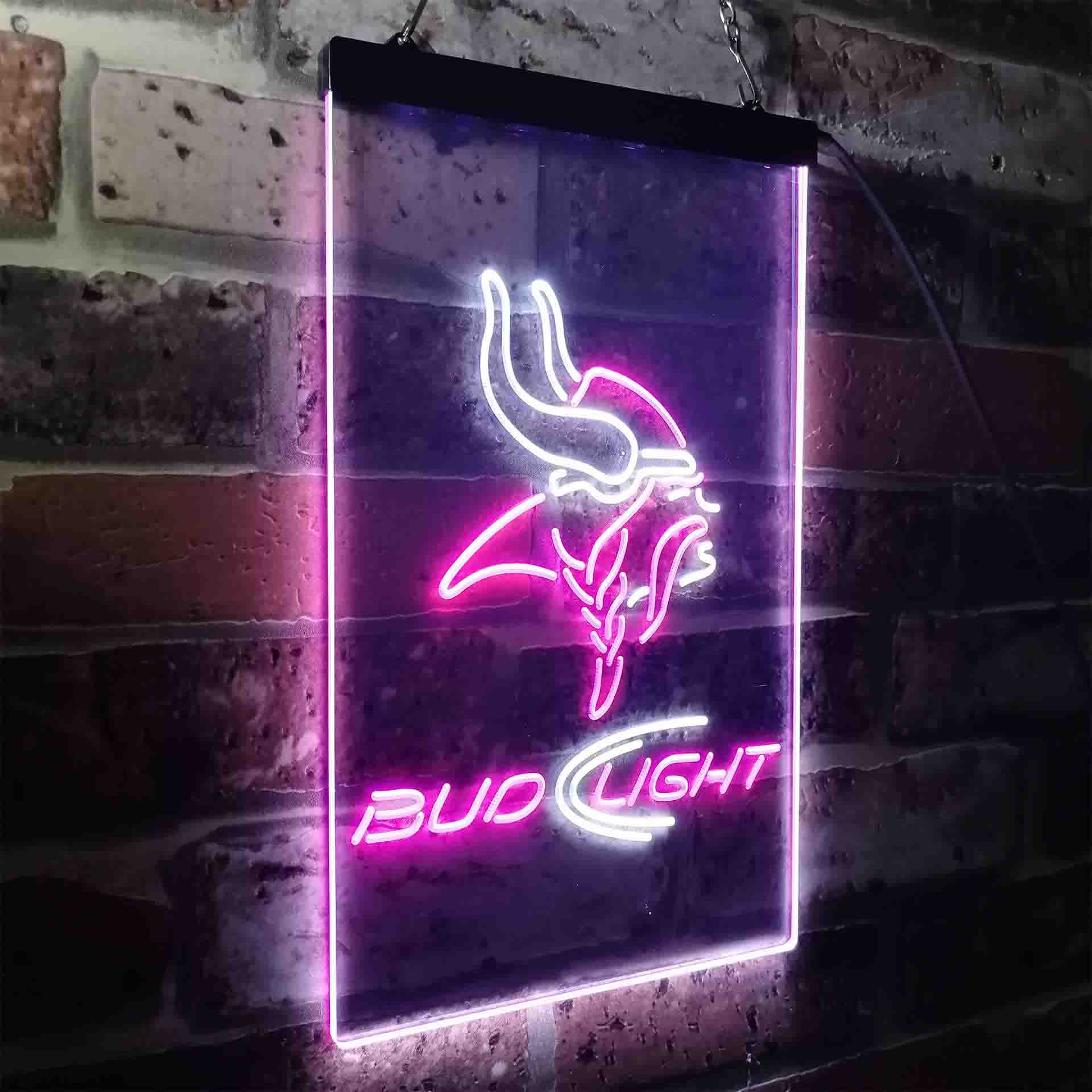 Minnesota Vikings Bud Light Neon-Like LED Light Sign