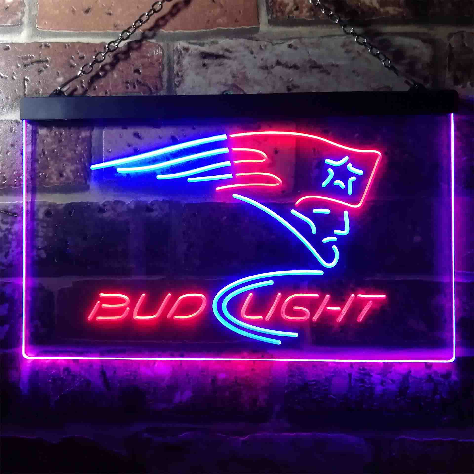 New England Patriots Bud Light Neon-Like Led Light Sign