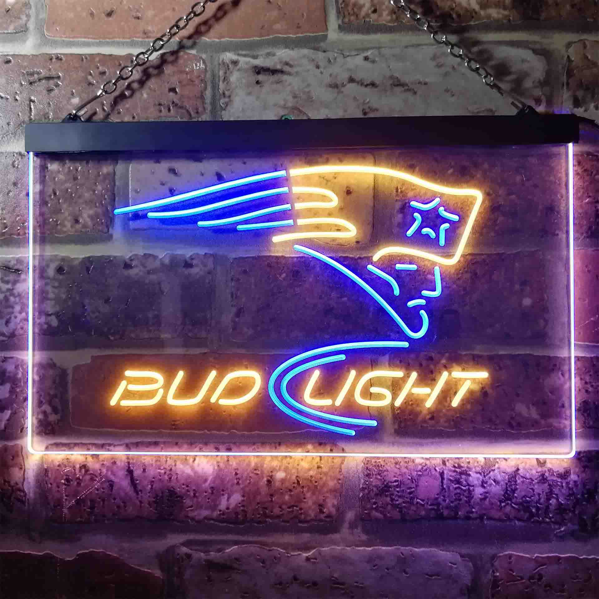 New England Patriots Bud Light Neon-Like Led Light Sign