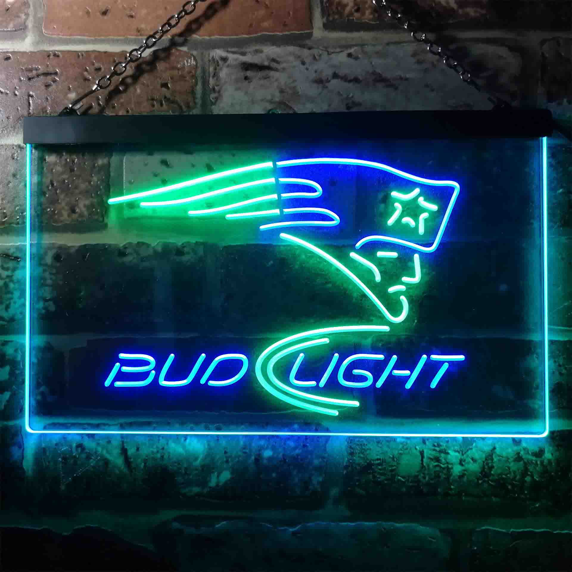 New England Patriots Bud Light Neon-Like Led Light Sign