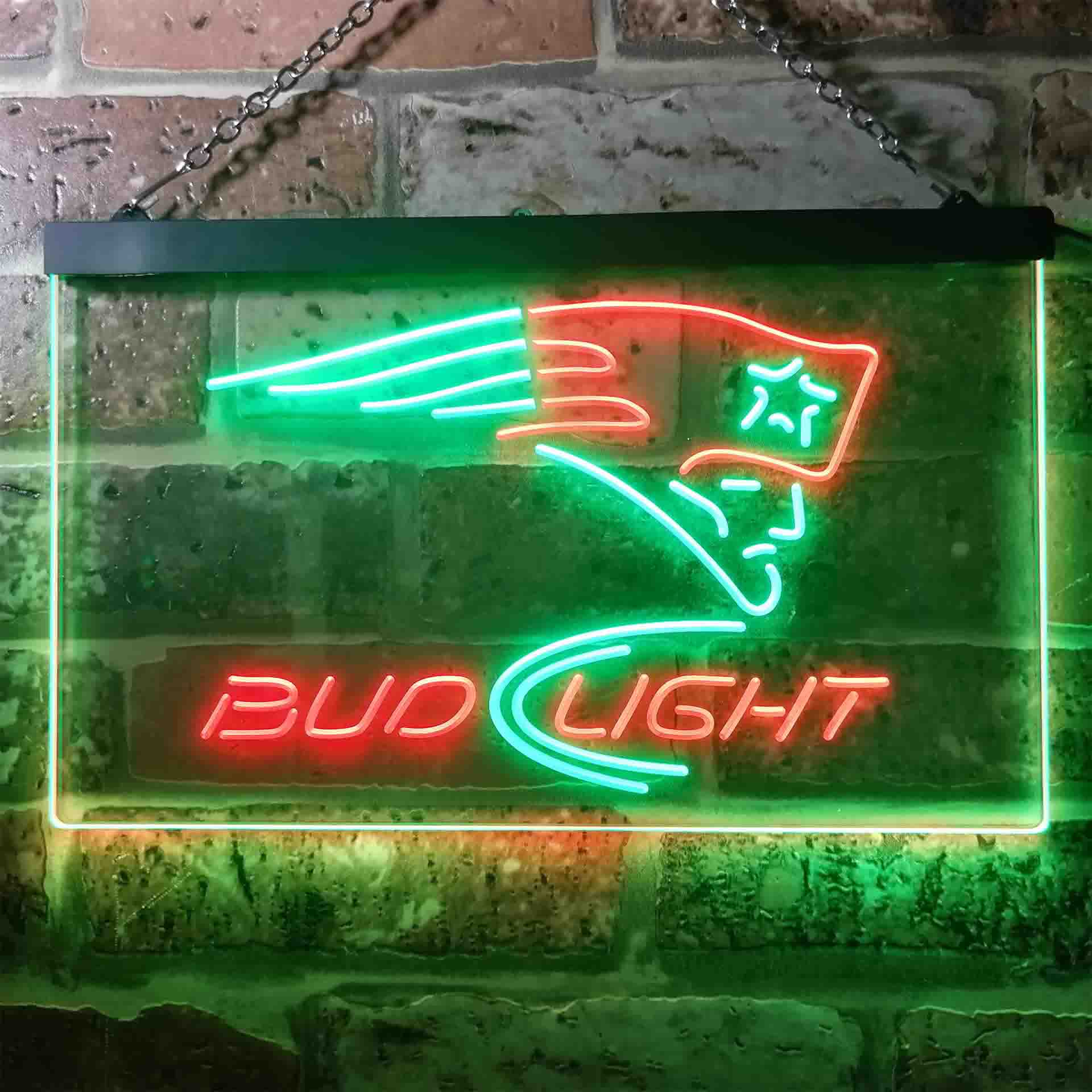 New England Patriots Bud Light Neon-Like Led Light Sign