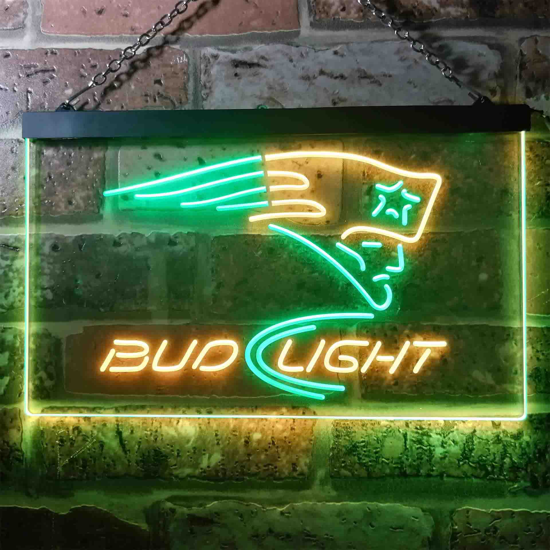 New England Patriots Bud Light Neon-Like Led Light Sign