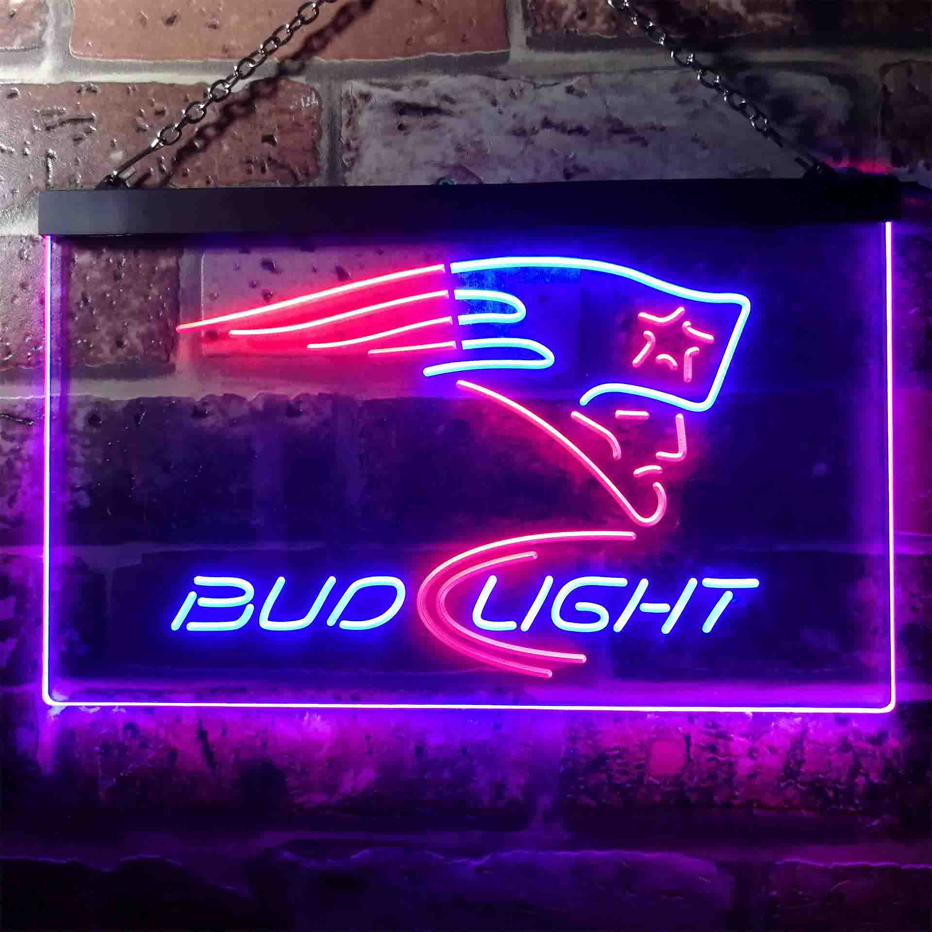 New England Patriots Bud Light Neon-Like Led Light Sign