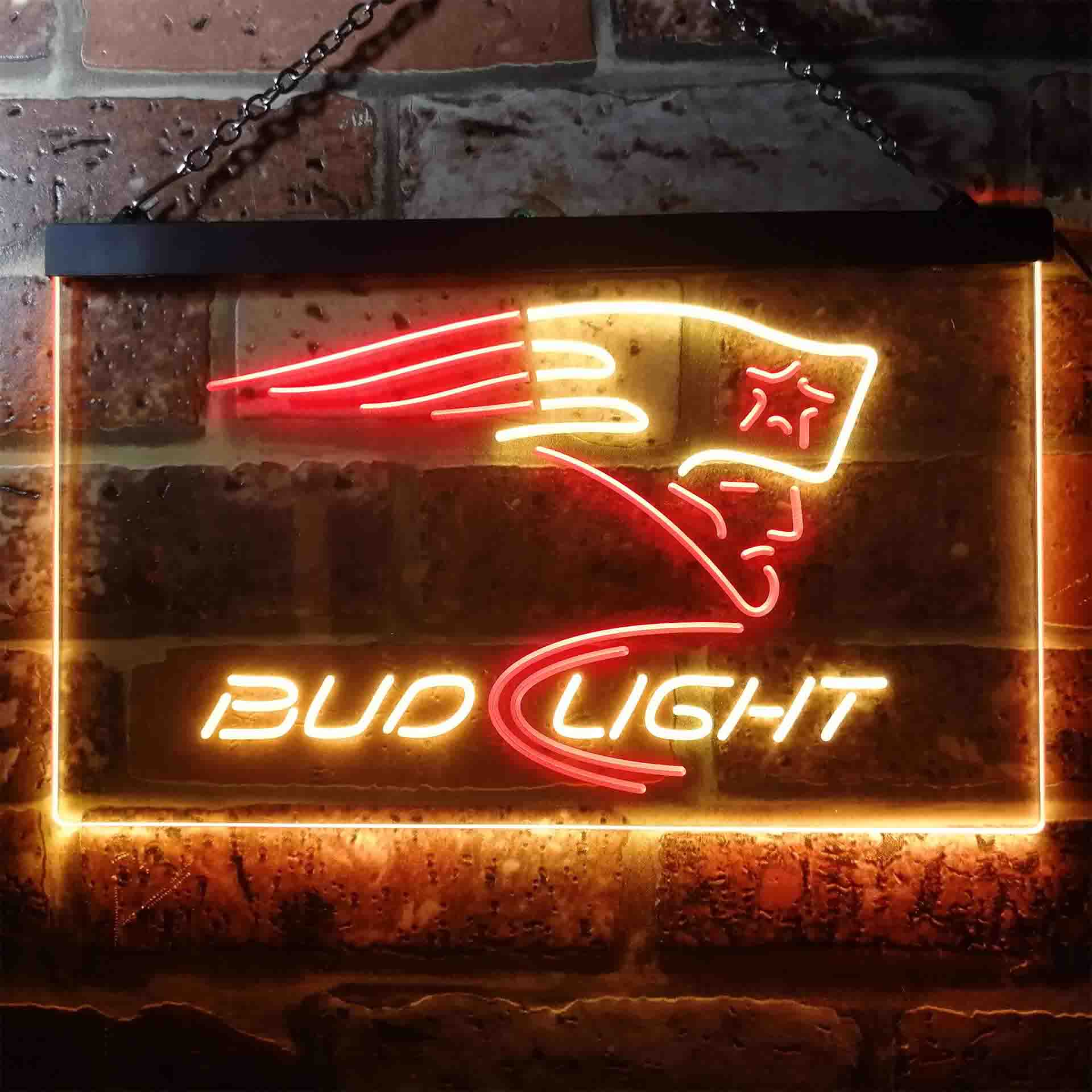 New England Patriots Bud Light Neon-Like Led Light Sign