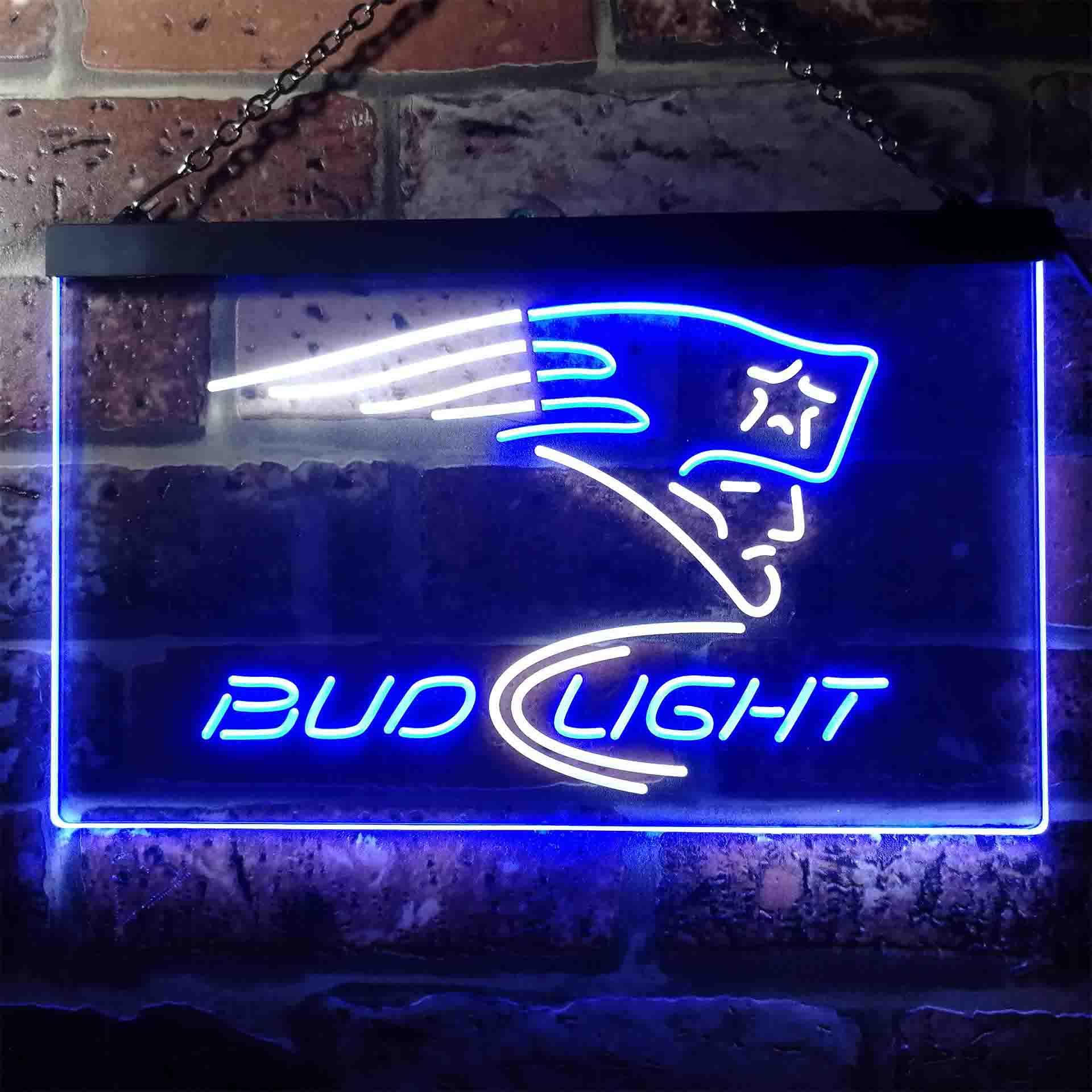 New England Patriots Bud Light Neon-Like Led Light Sign