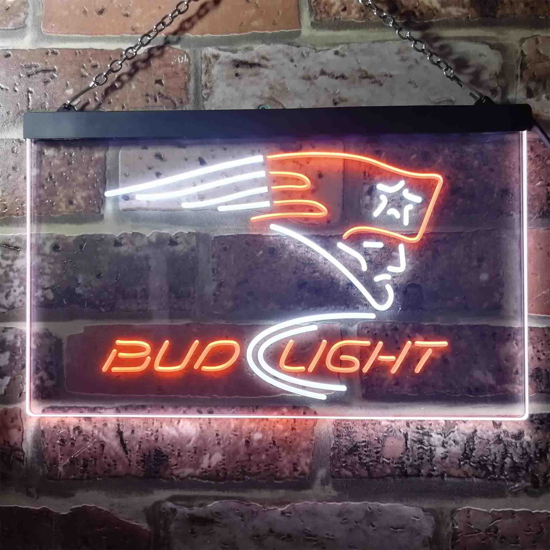 New England Patriots Bud Light Neon-Like Led Light Sign