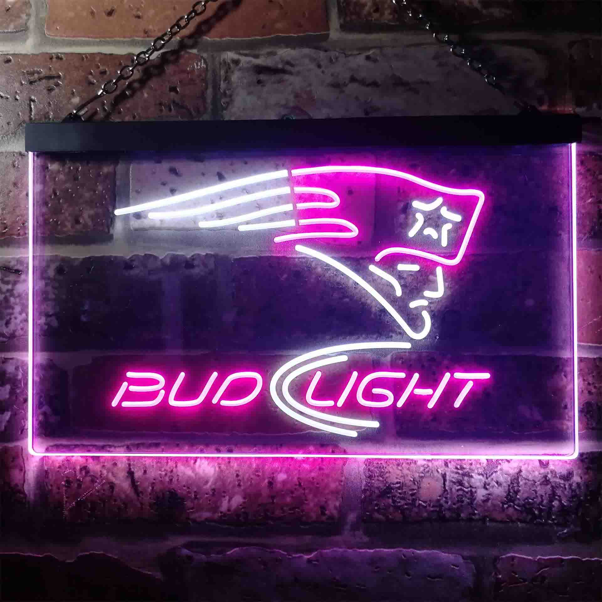 New England Patriots Bud Light Neon-Like Led Light Sign