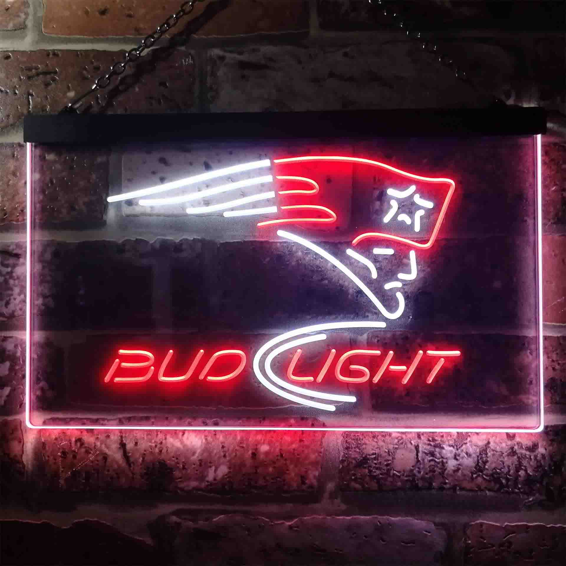 New England Patriots Bud Light Neon-Like LED Sign