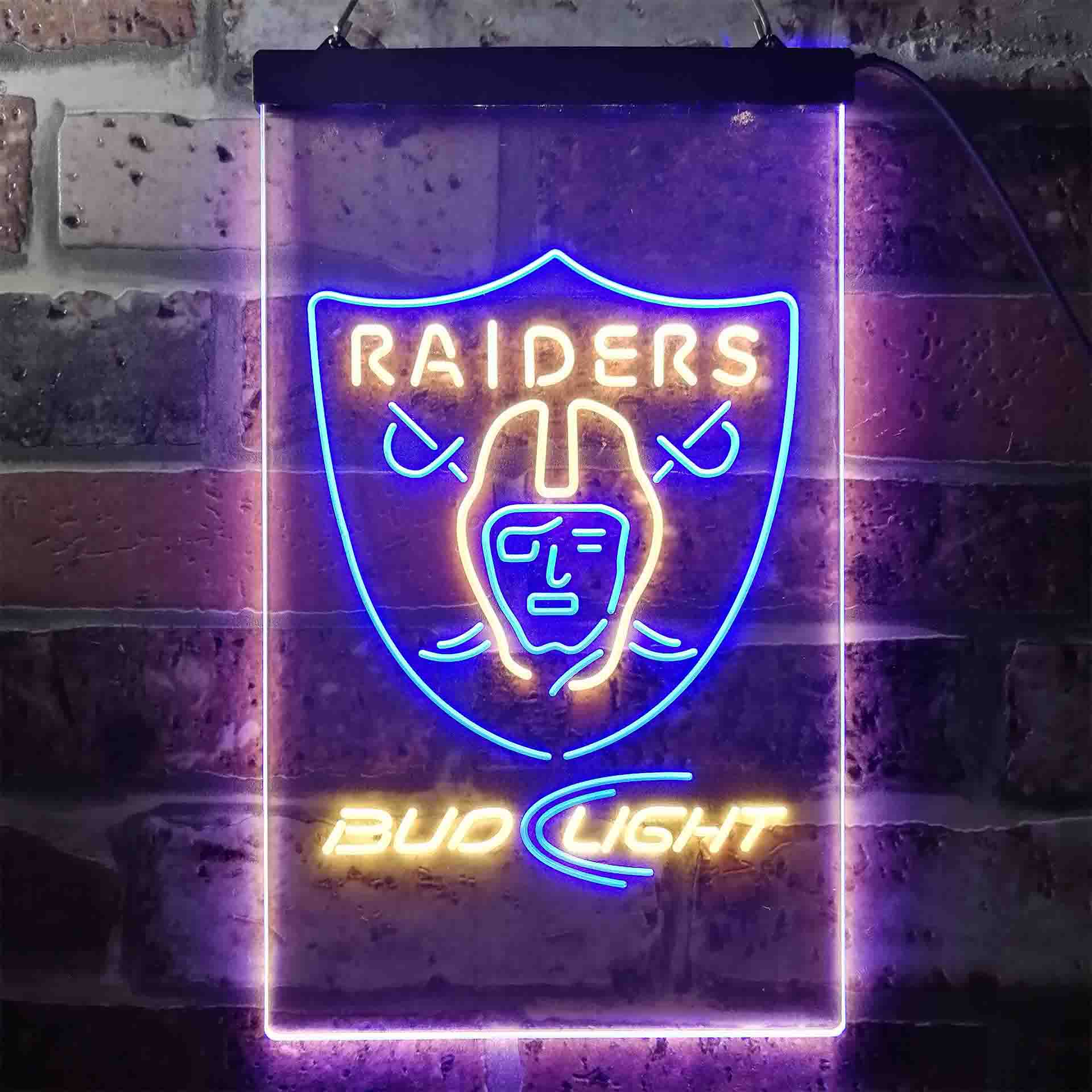 Bud Light Oakland Raiders Dual Color LED Neon Sign ProLedSign