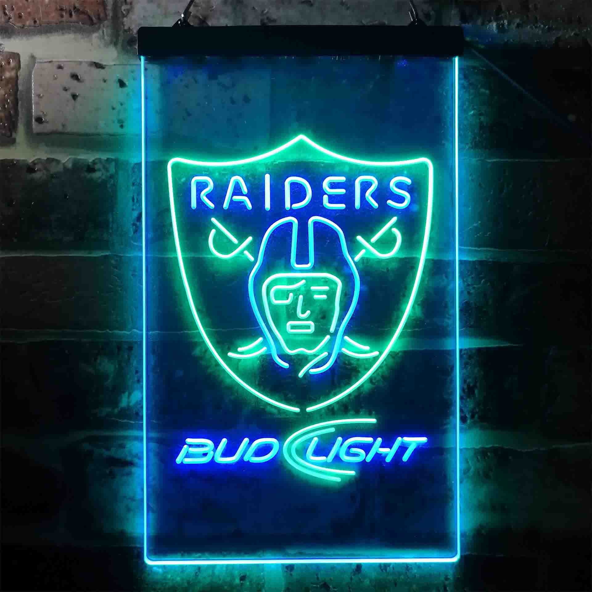 Bud Light Oakland Raiders Dual Color LED Neon Sign ProLedSign