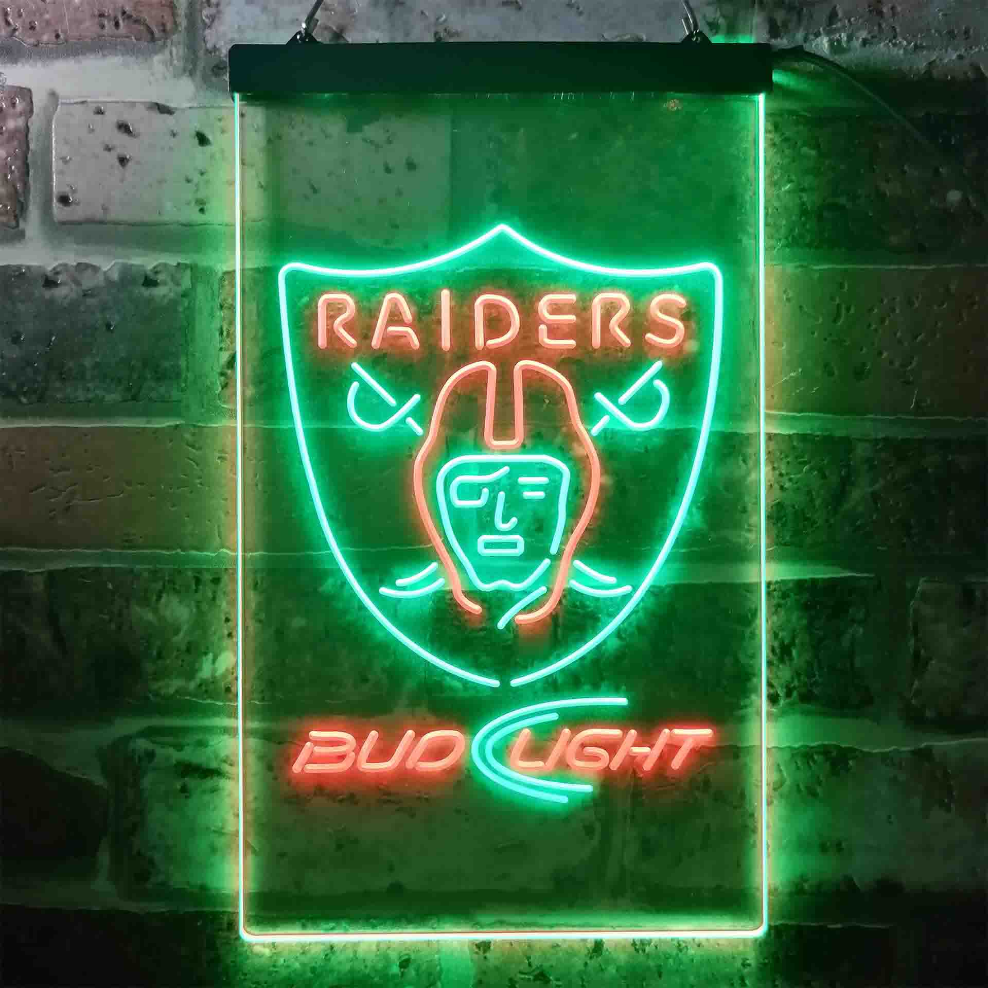 Bud Light Oakland Raiders Dual Color LED Neon Sign ProLedSign