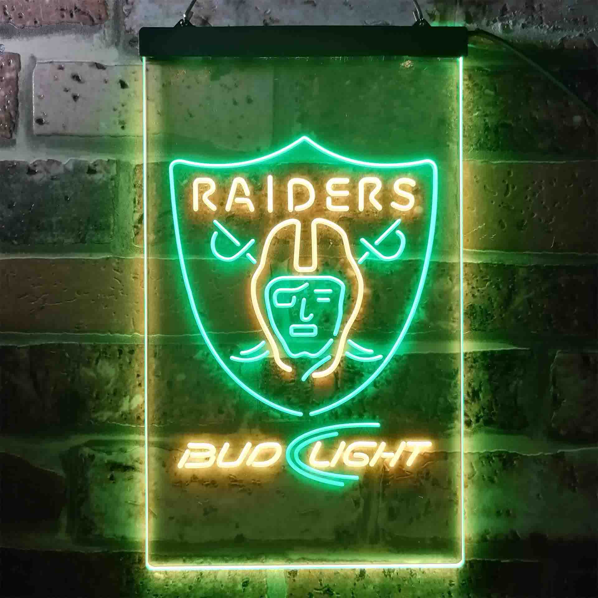 Bud Light Oakland Raiders Dual Color LED Neon Sign ProLedSign