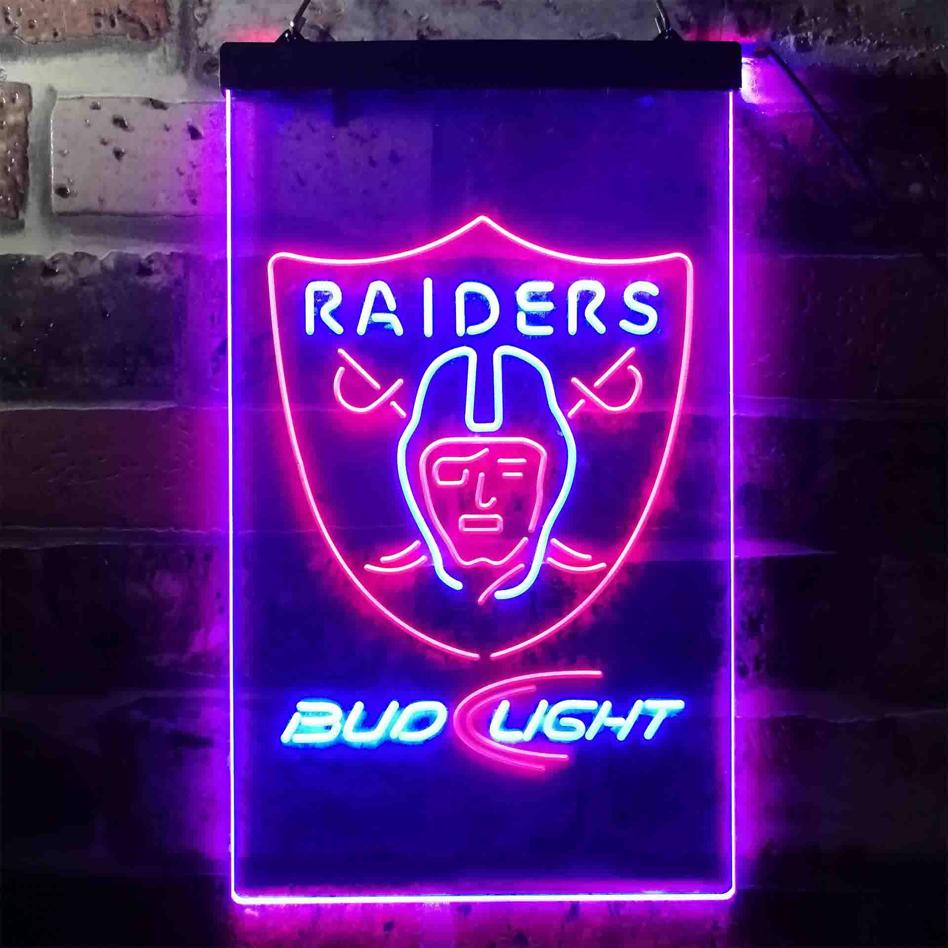 Bud Light Oakland Raiders Dual Color LED Neon Sign ProLedSign