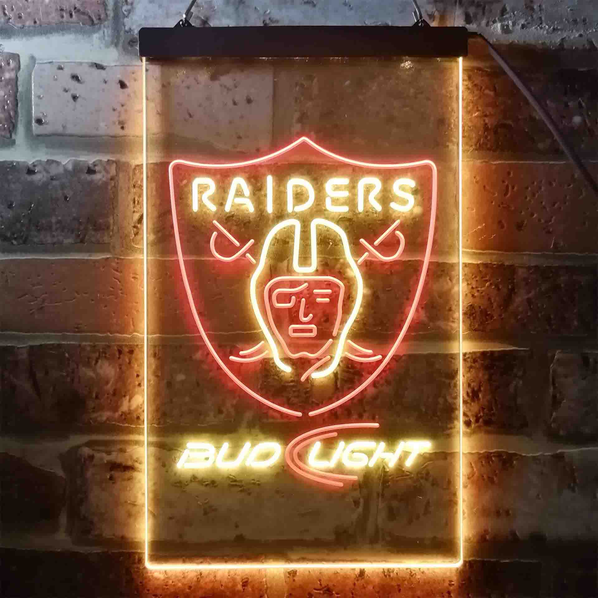 Bud Light Oakland Raiders Dual Color LED Neon Sign ProLedSign