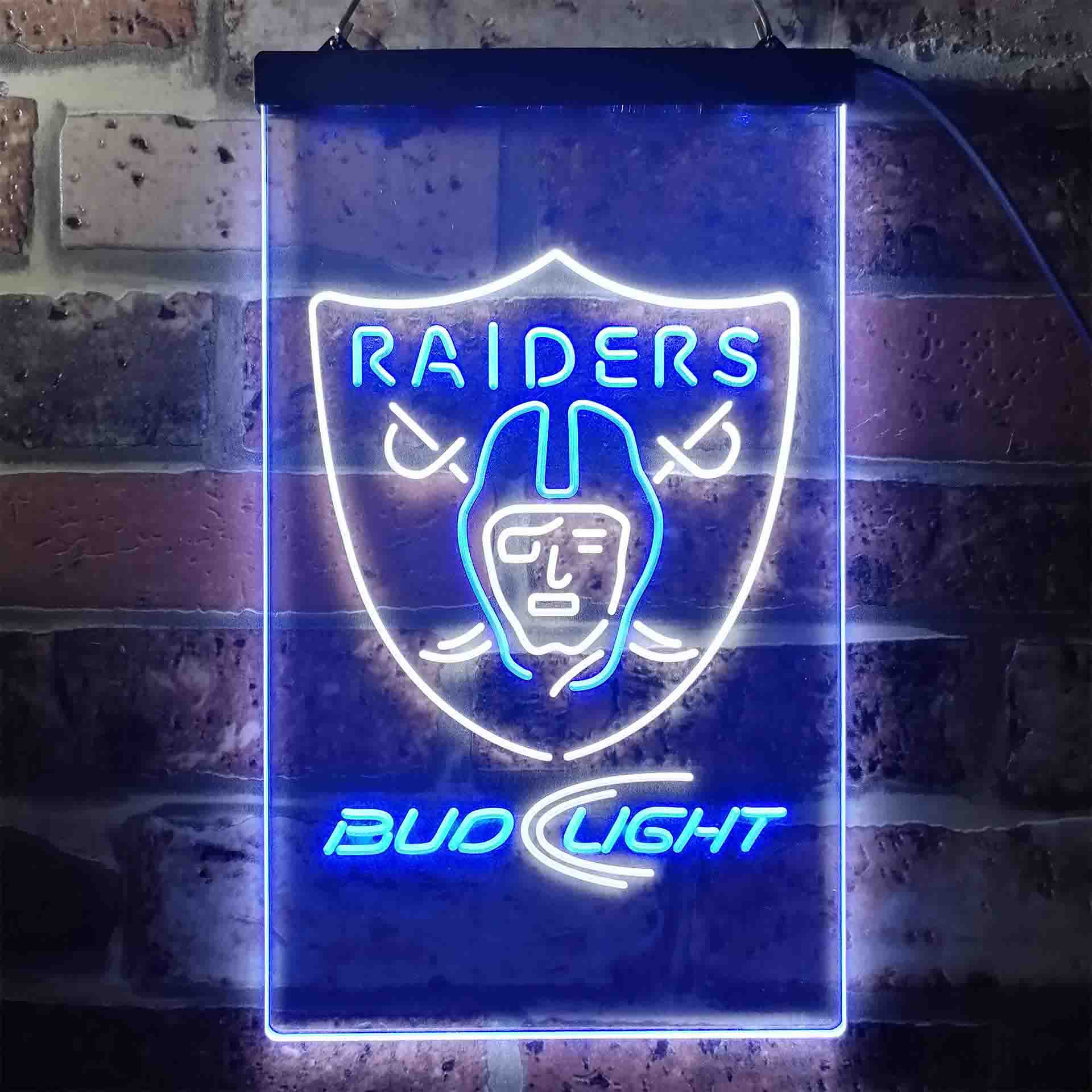 Bud Light Oakland Raiders Dual Color LED Neon Sign ProLedSign