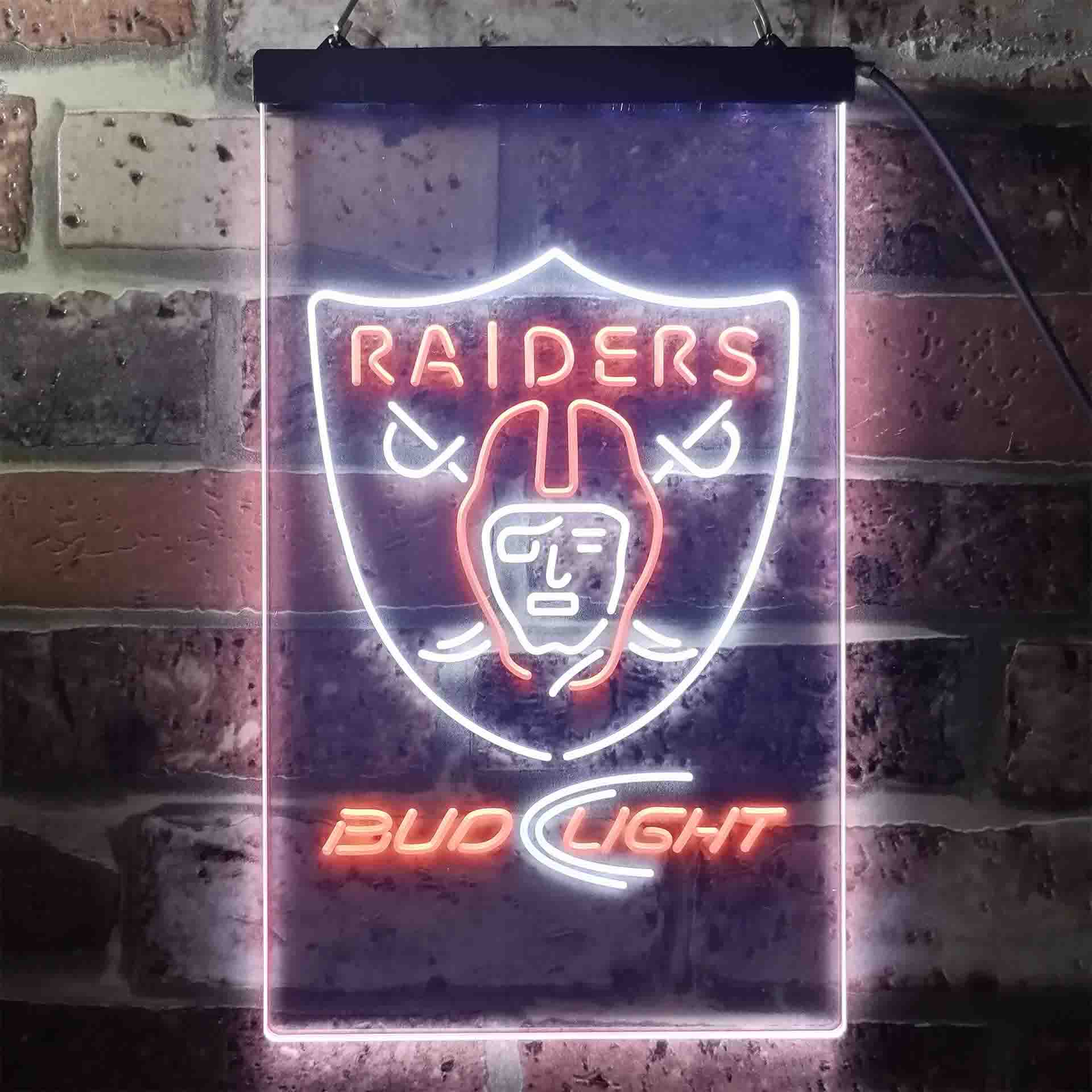 Bud Light Oakland Raiders Dual Color LED Neon Sign ProLedSign