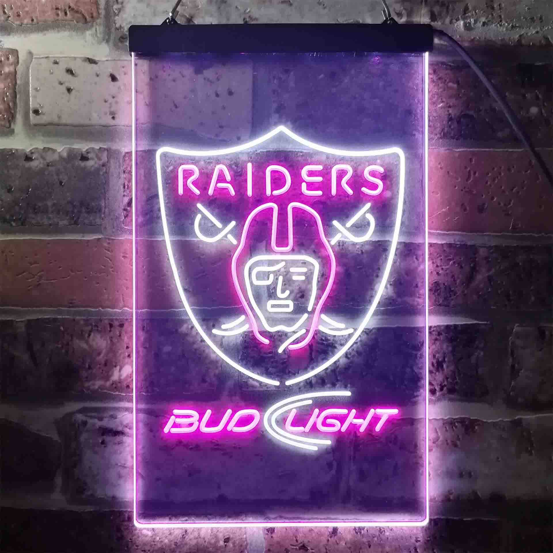 Bud Light Oakland Raiders Dual Color LED Neon Sign ProLedSign