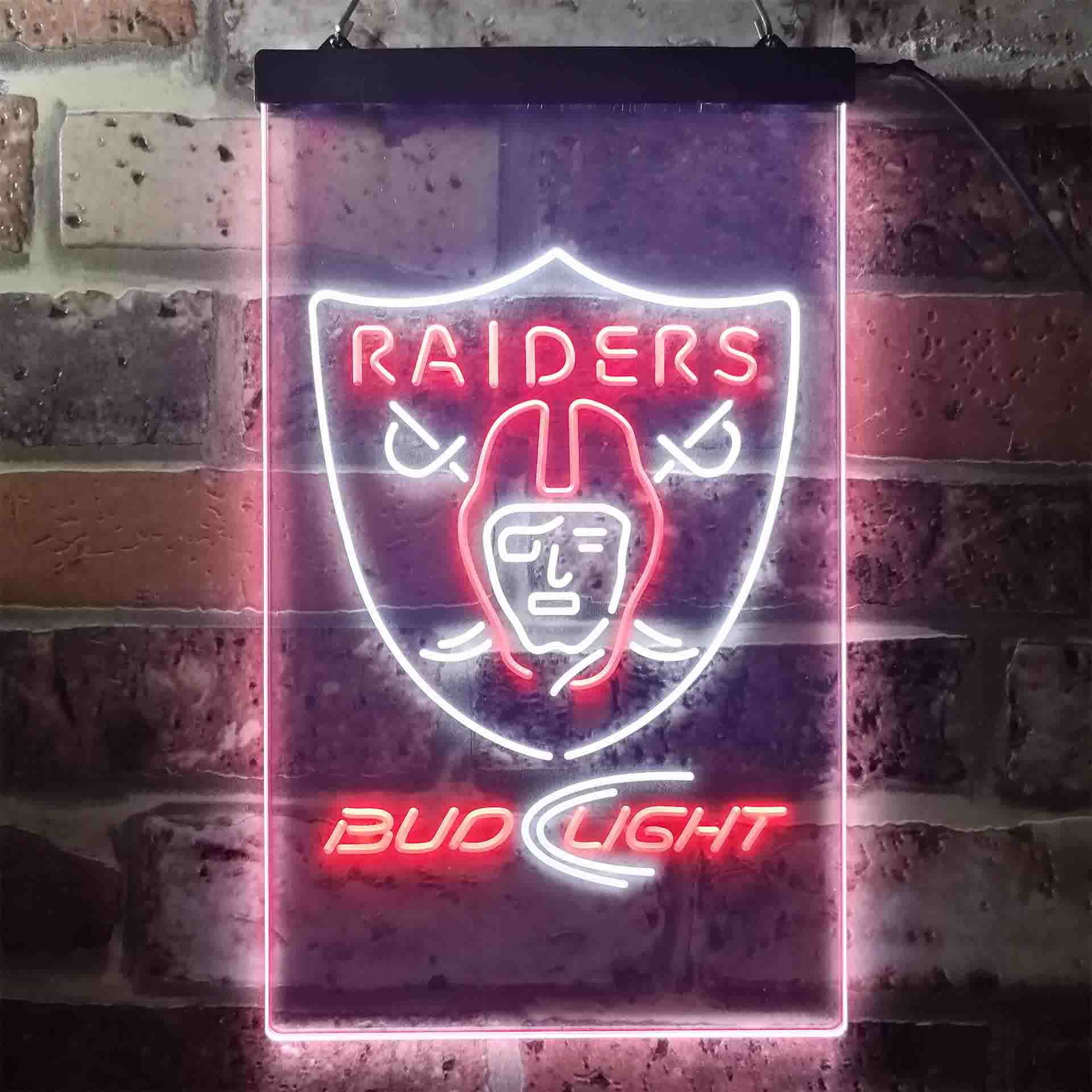 Bud Light Oakland Raiders Dual Color LED Neon Sign ProLedSign