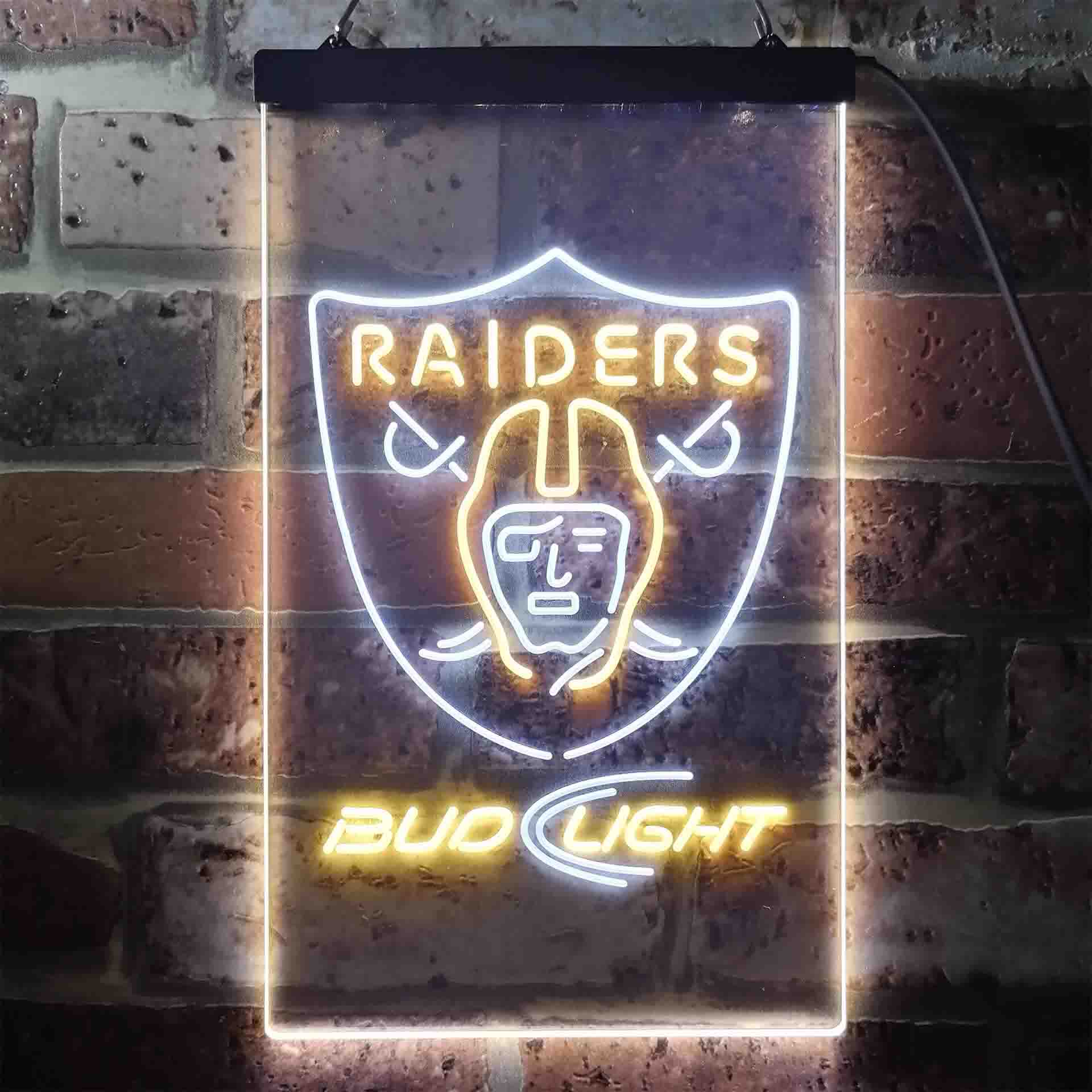 Bud Light Oakland Raiders Dual Color LED Neon Sign ProLedSign