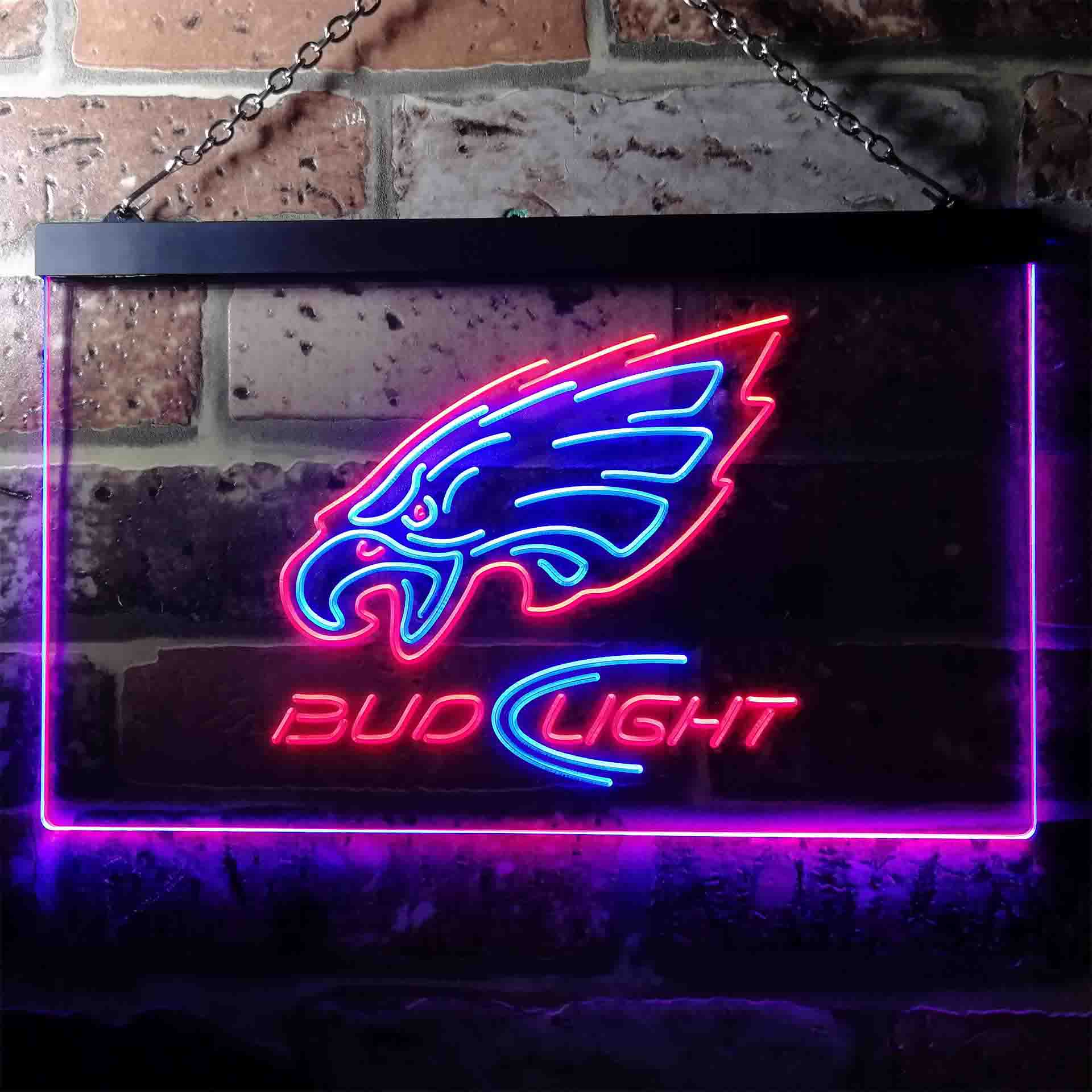 Bud Light Philadelphia Eagles Dual Color LED Neon Sign ProLedSign