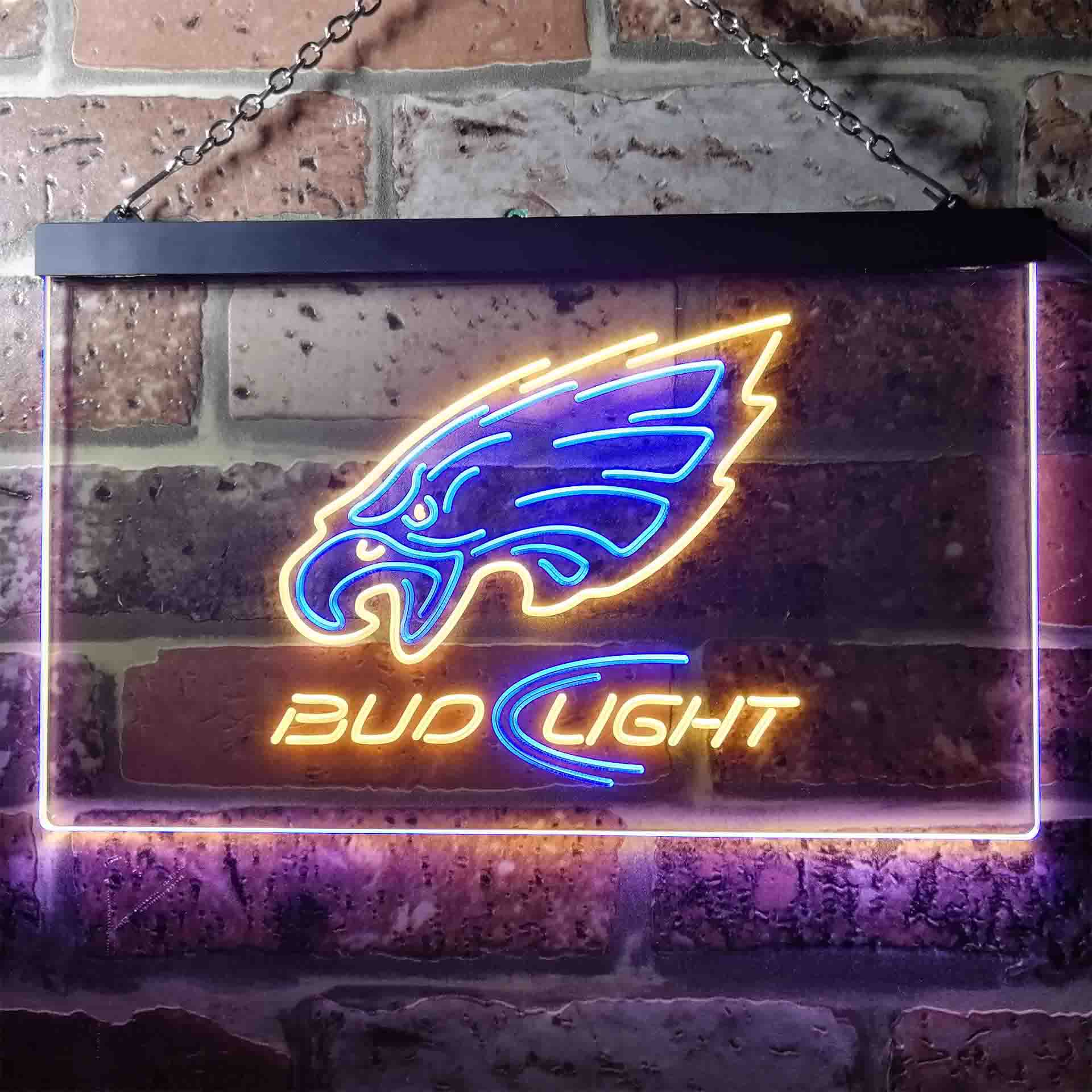 Bud Light Philadelphia Eagles Dual Color LED Neon Sign ProLedSign