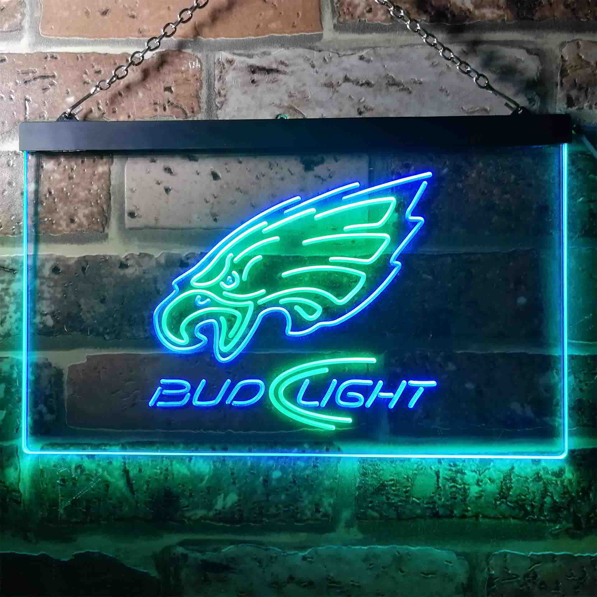 Bud Light Philadelphia Eagles Dual Color LED Neon Sign ProLedSign