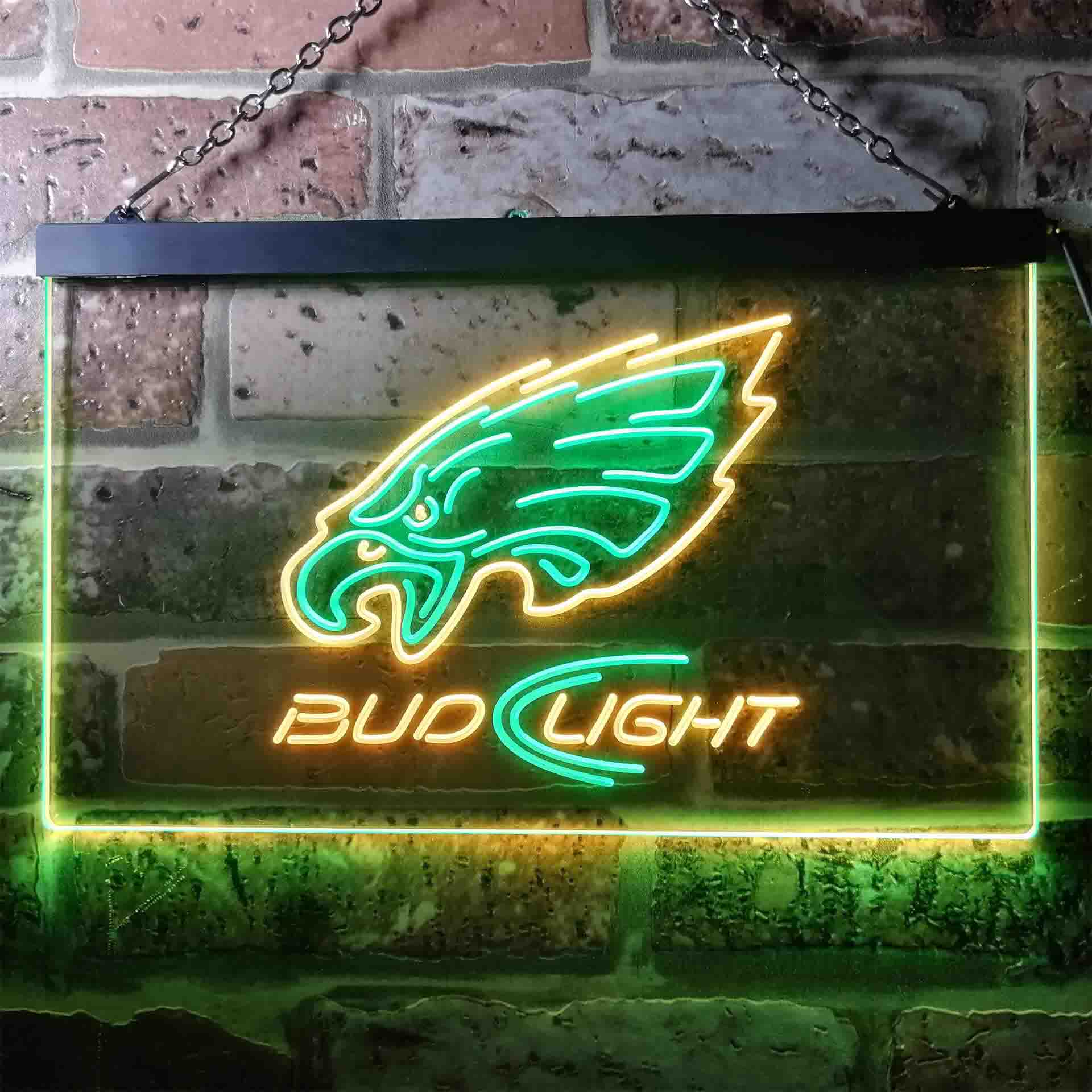 Bud Light Philadelphia Eagles Dual Color LED Neon Sign ProLedSign