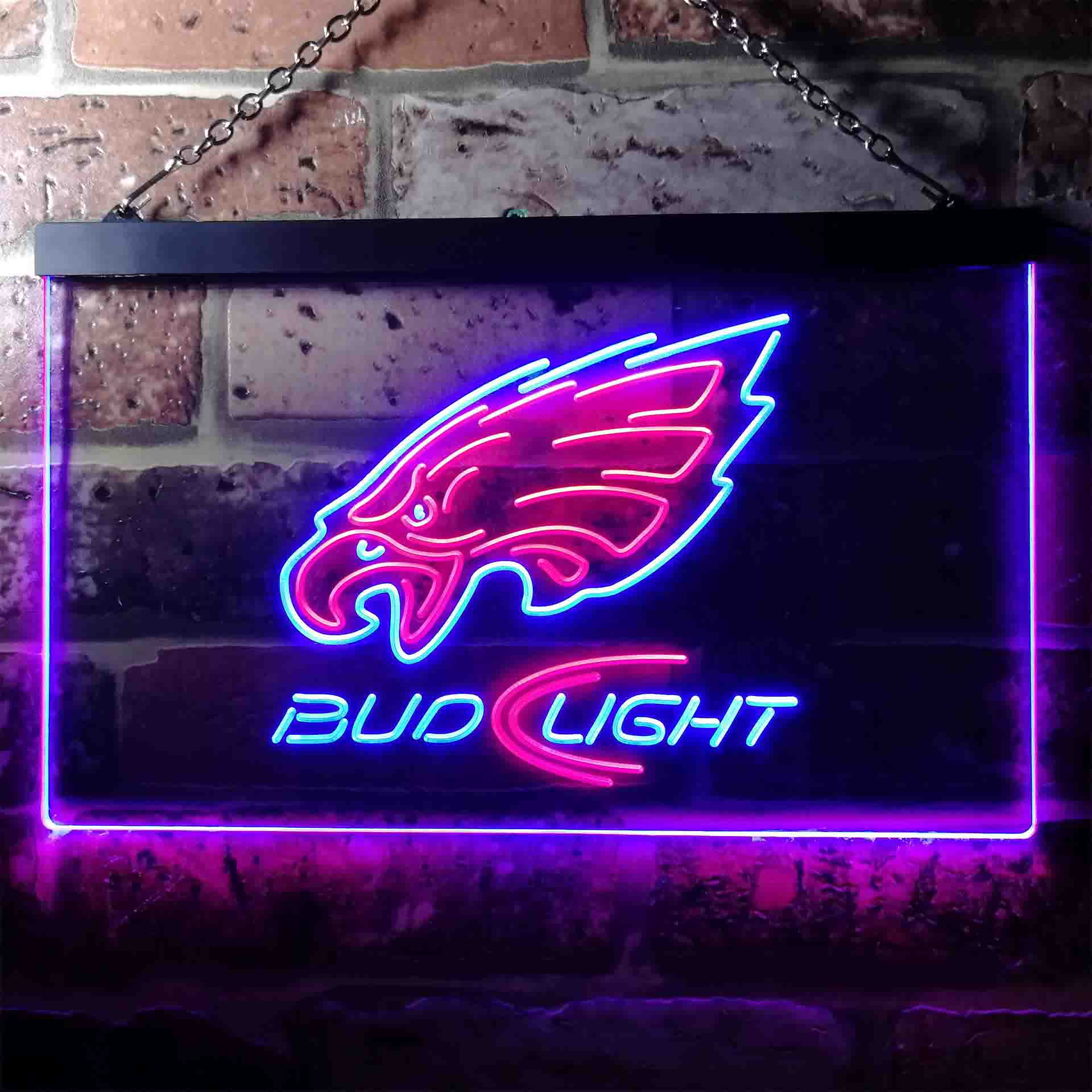 Bud Light Philadelphia Eagles Dual Color LED Neon Sign ProLedSign