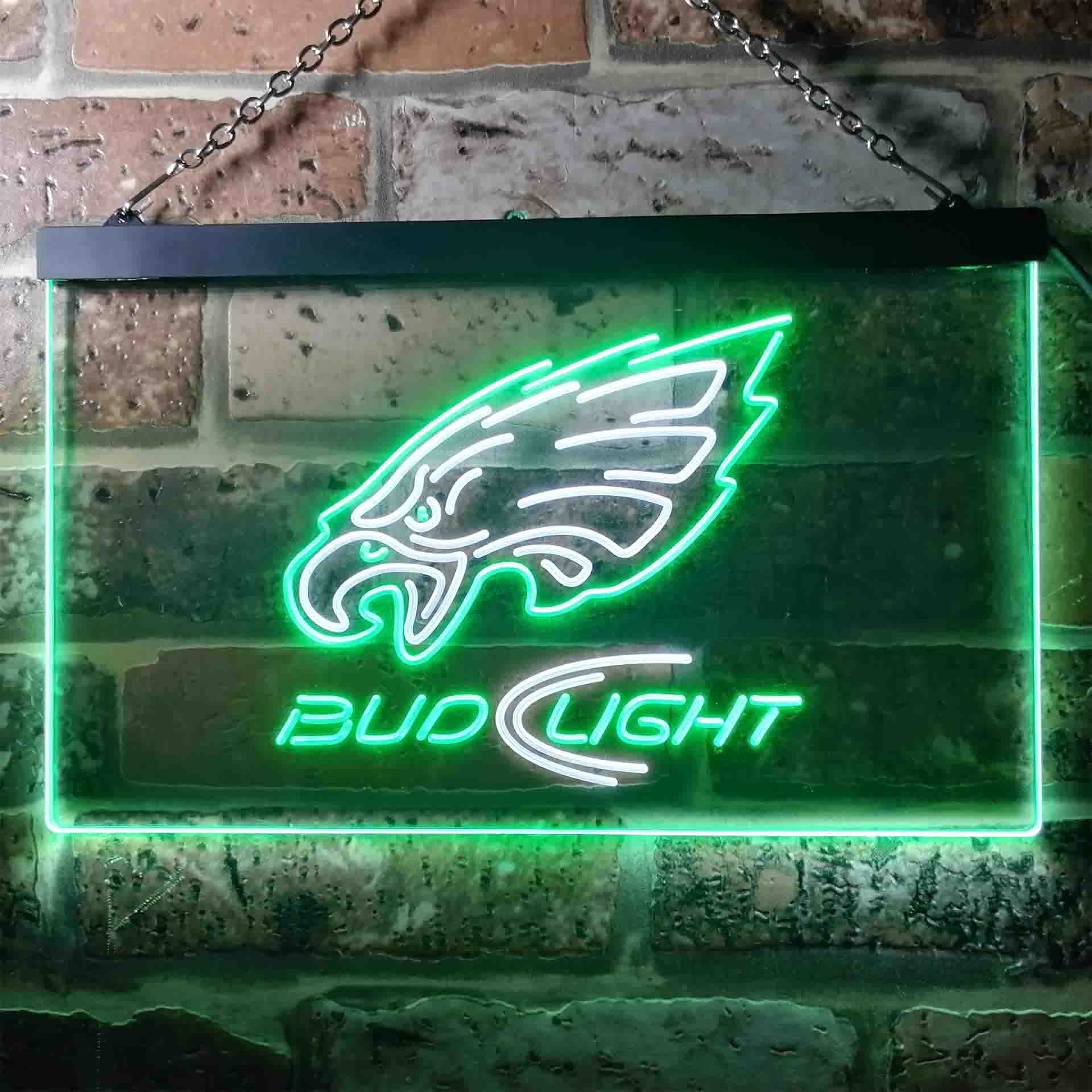 Bud Light Philadelphia Eagles Dual Color LED Neon Sign ProLedSign