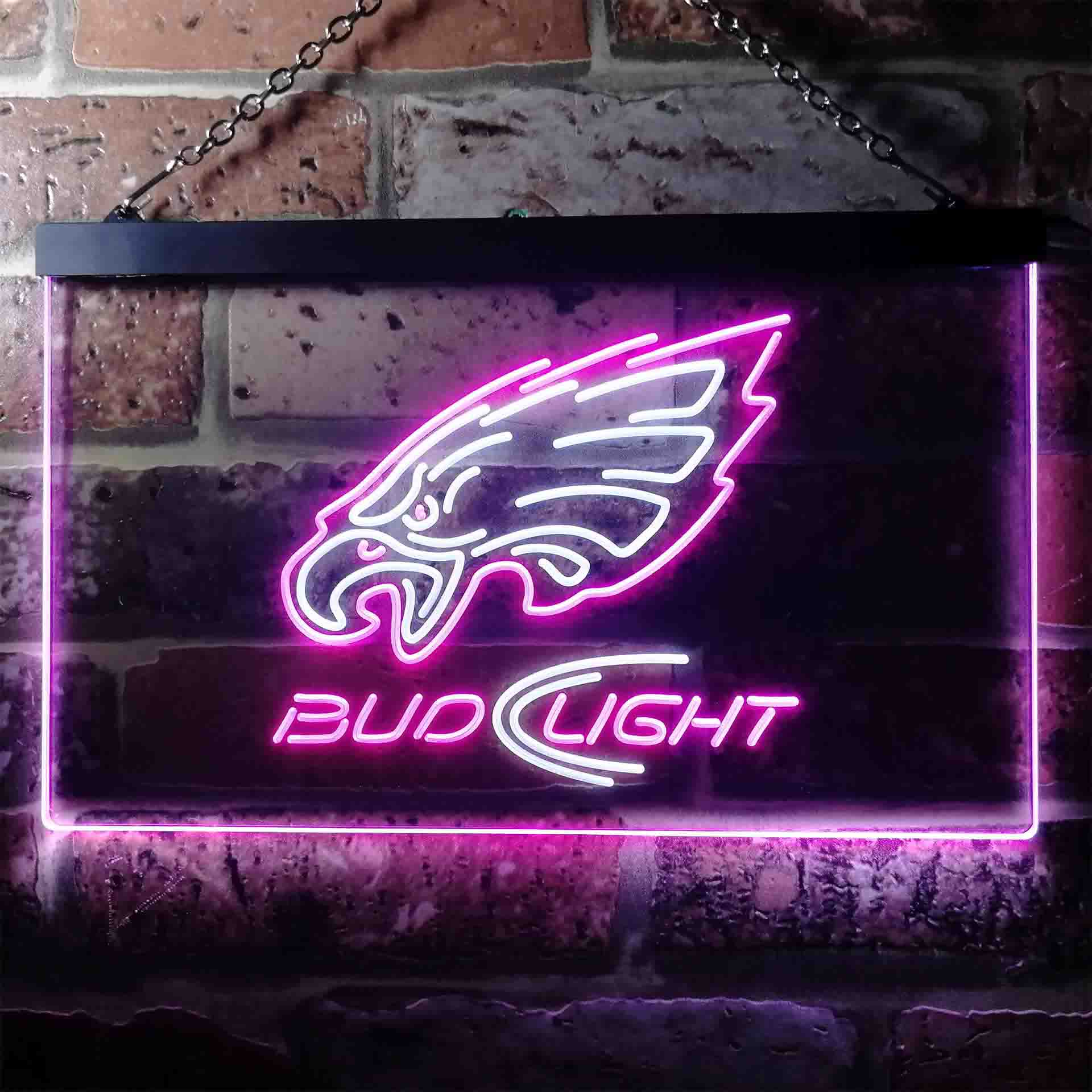 Bud Light Philadelphia Eagles Dual Color LED Neon Sign ProLedSign