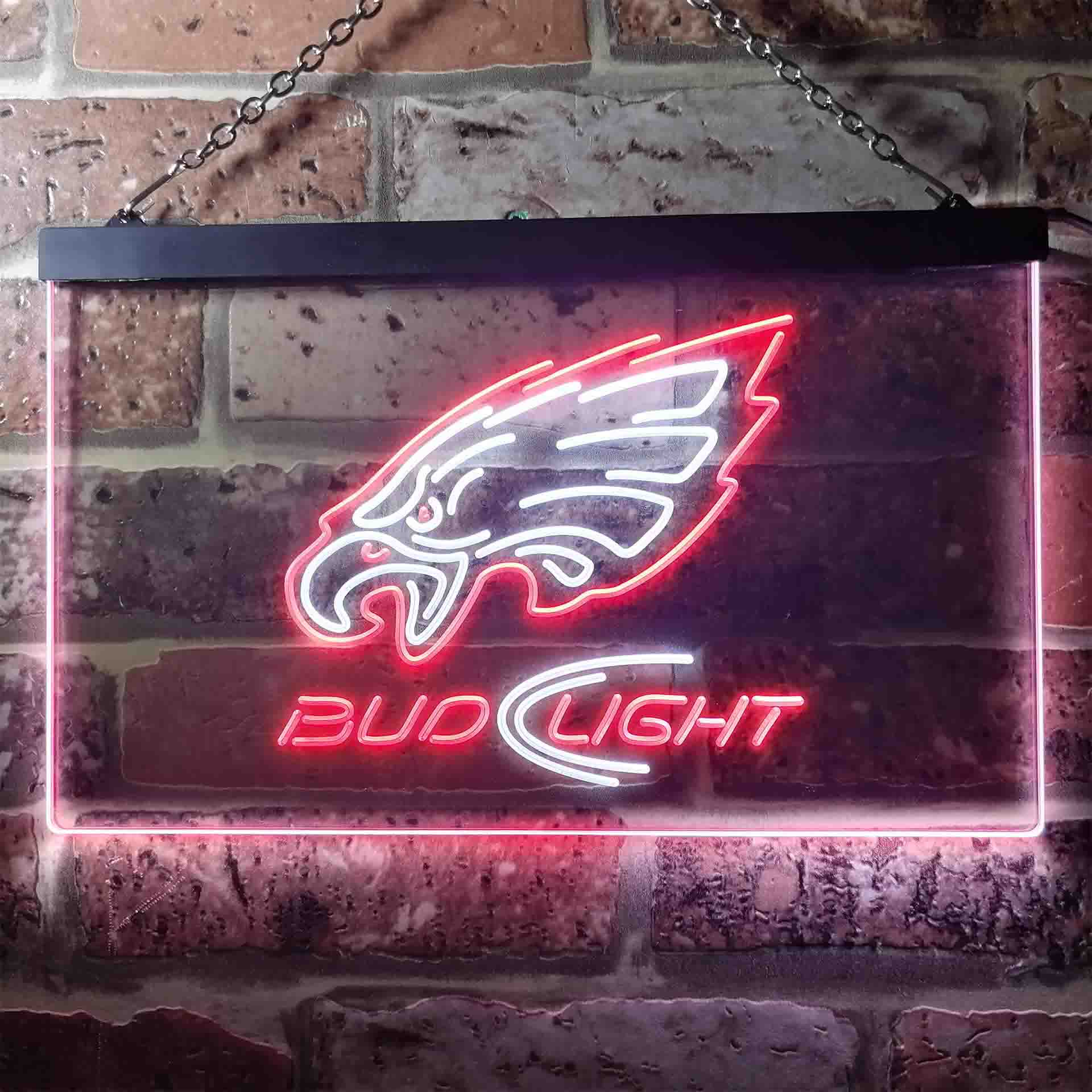 Bud Light Philadelphia Eagles Dual Color LED Neon Sign ProLedSign