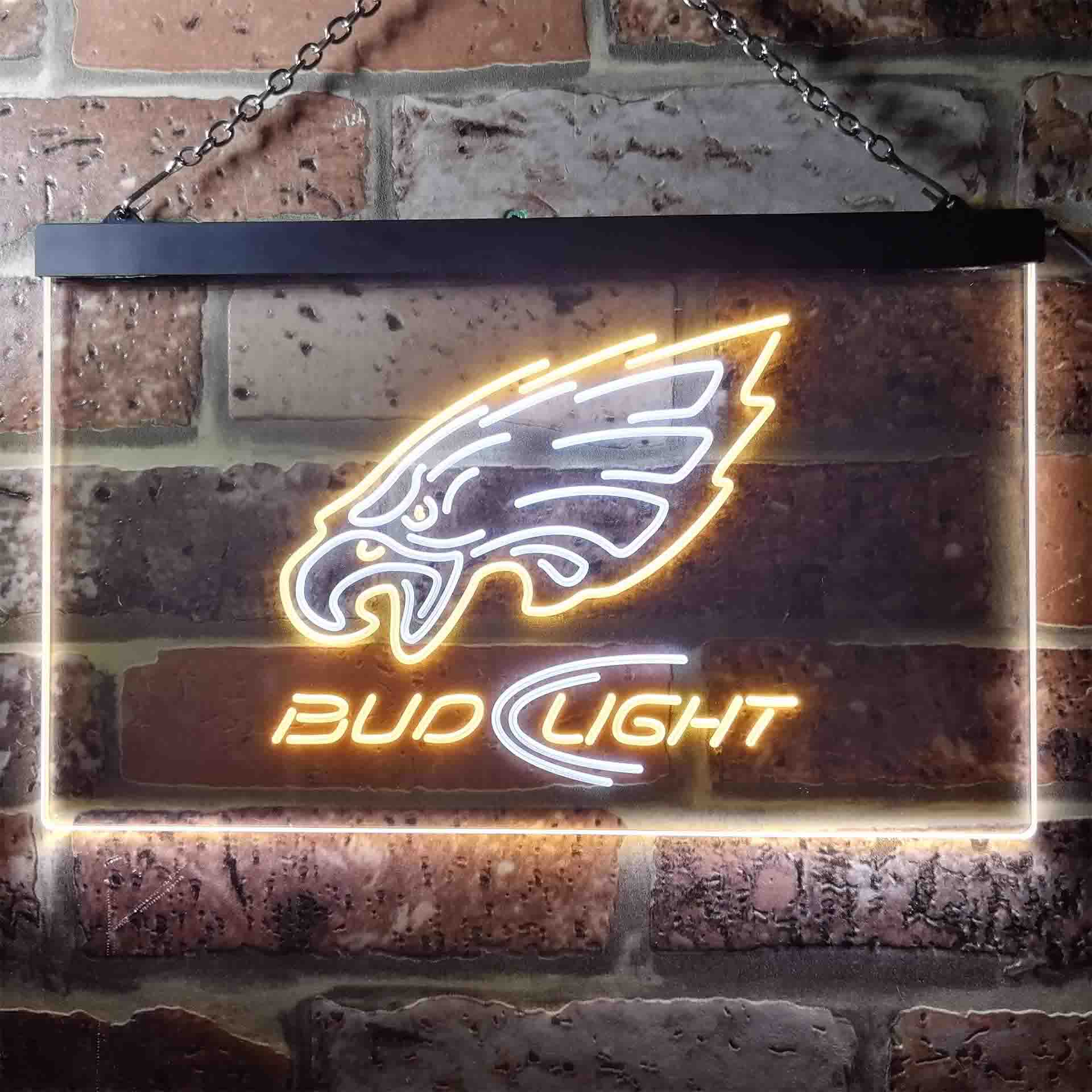 Bud Light Philadelphia Eagles Dual Color LED Neon Sign ProLedSign