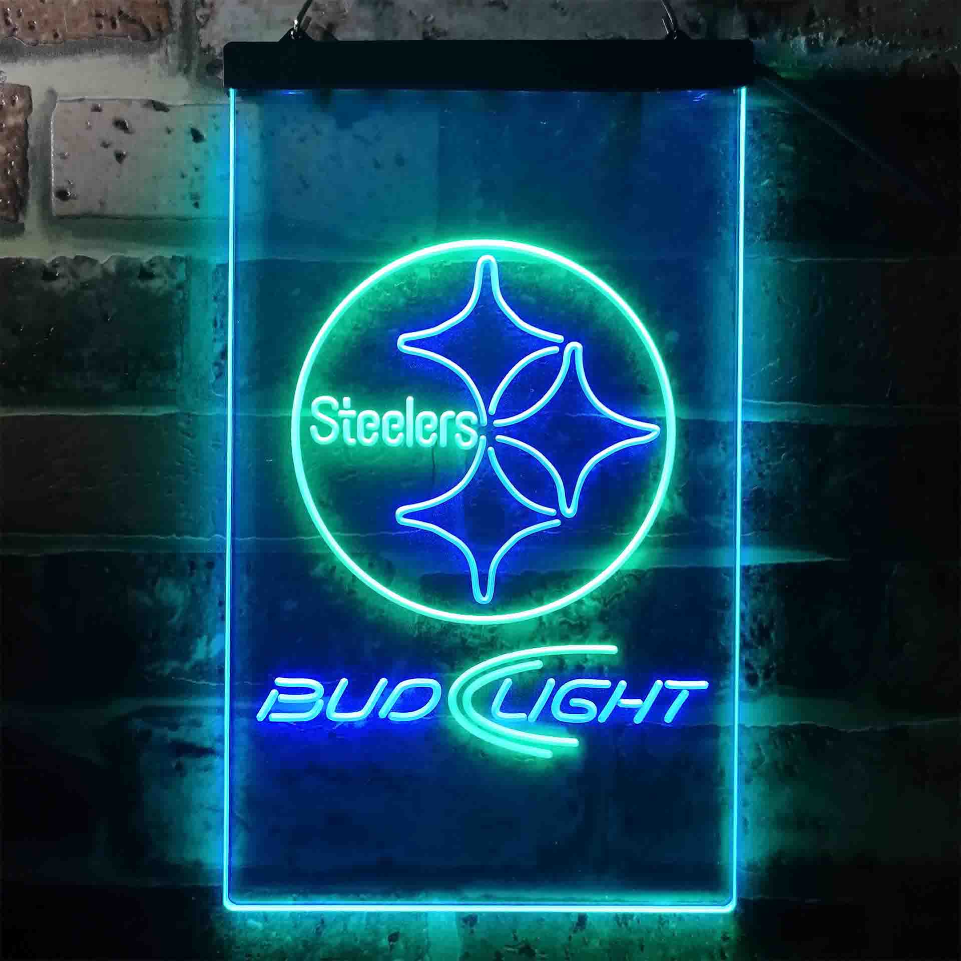 Bud Light Pittsburgh Steelers Dual Color LED Neon Sign led lab cave