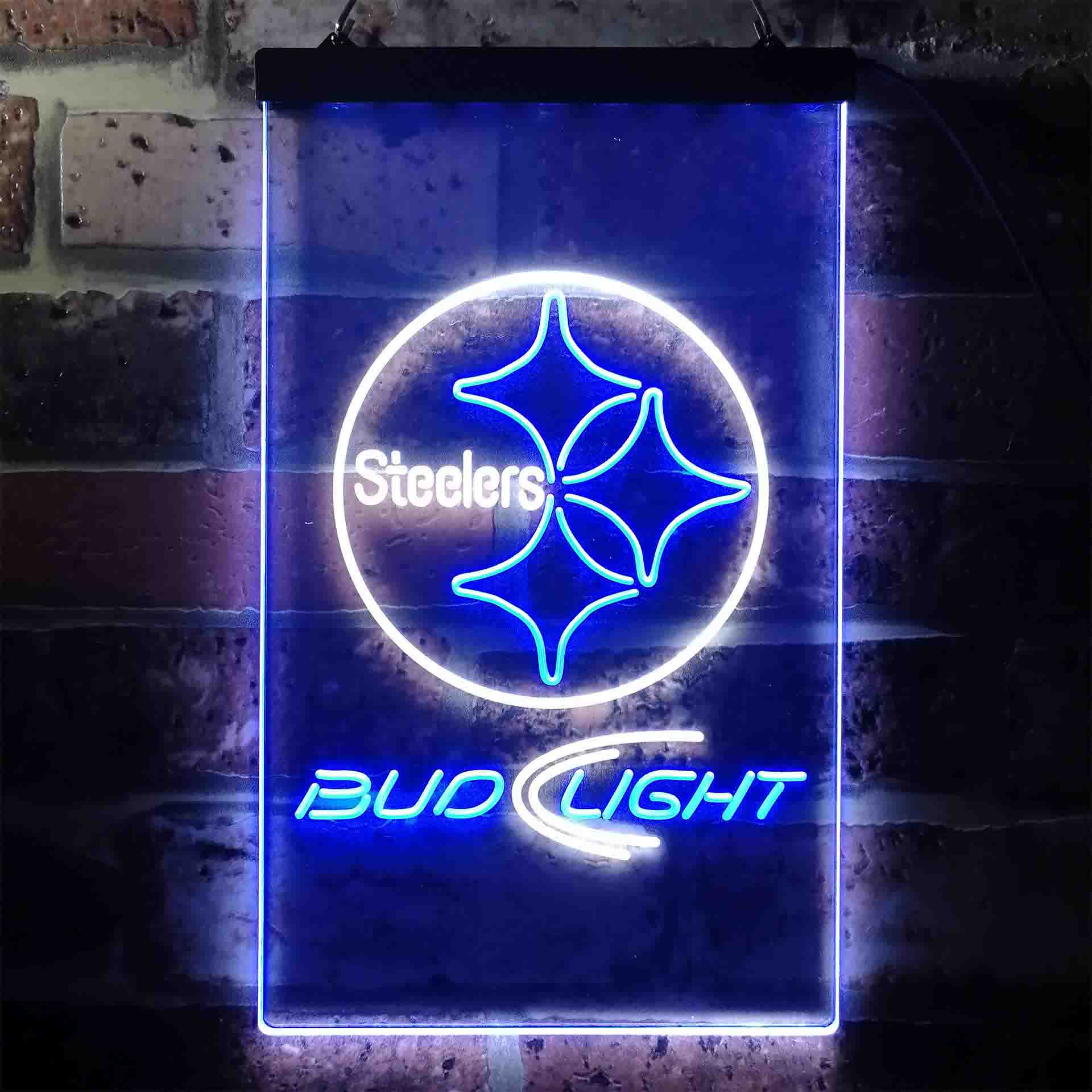 Bud Light Pittsburgh Steelers Dual Color LED Neon Sign led lab cave