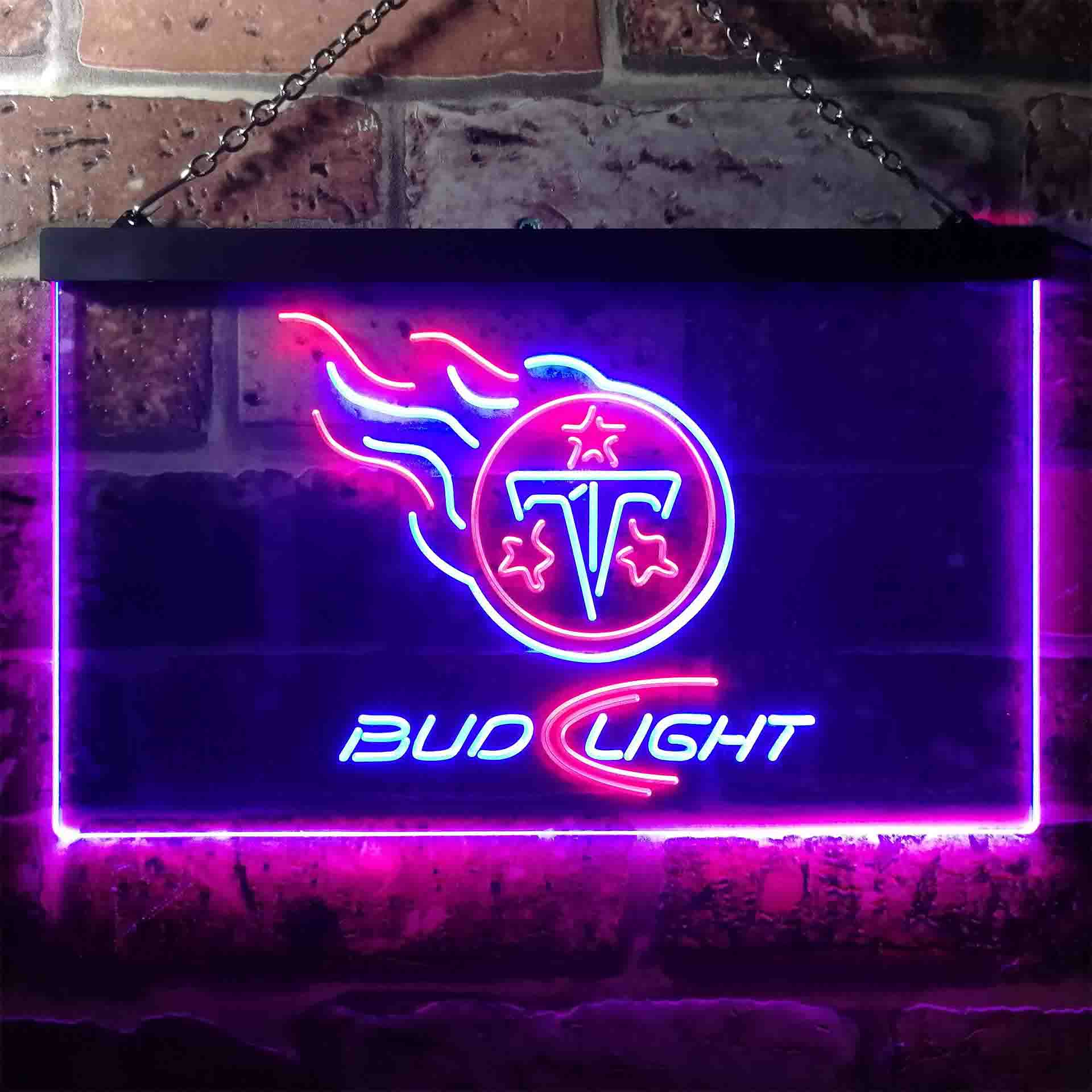 Red Tennessee Titans Bud Light Neon-Like Led Light Sign