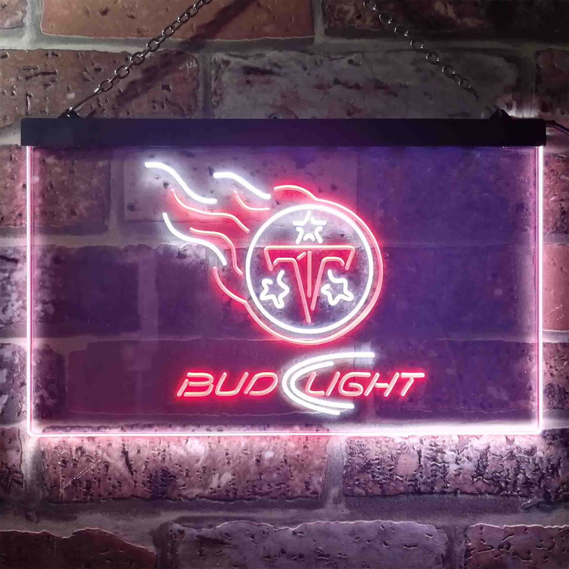 Red Tennessee Titans Bud Light Neon-Like LED Sign