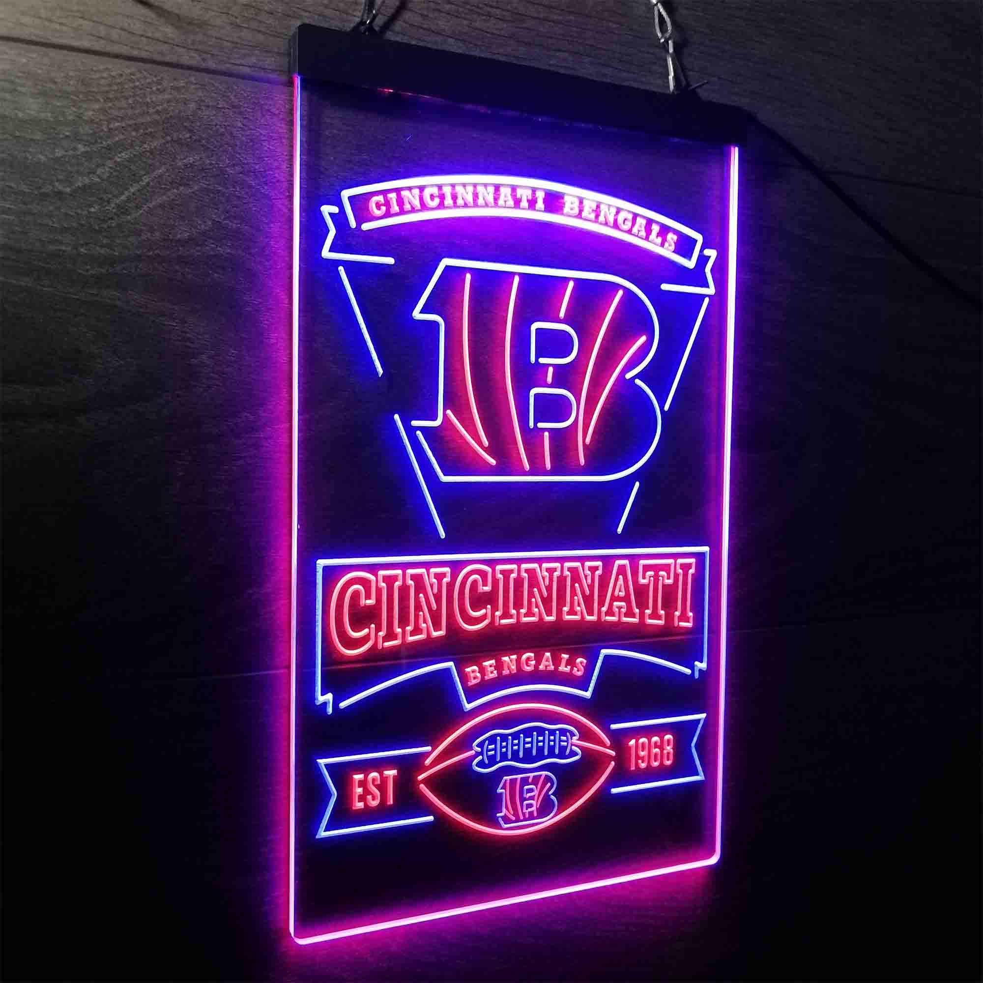 Cincinnati Bengals Est. 1968 Neon-Like Led Light Sign